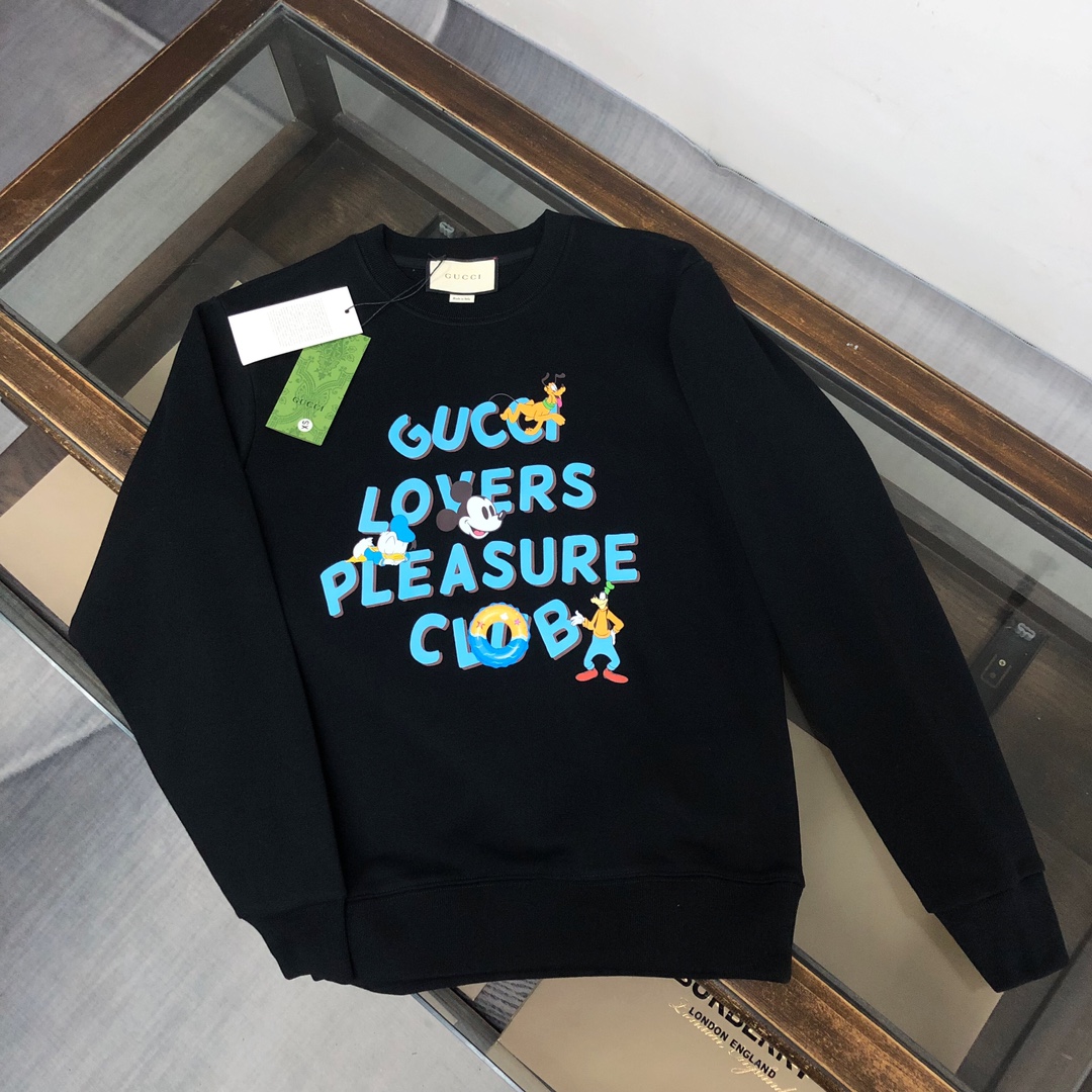 Gucci高仿男士字母拼圖印花長袖T 潮流角色聯名款