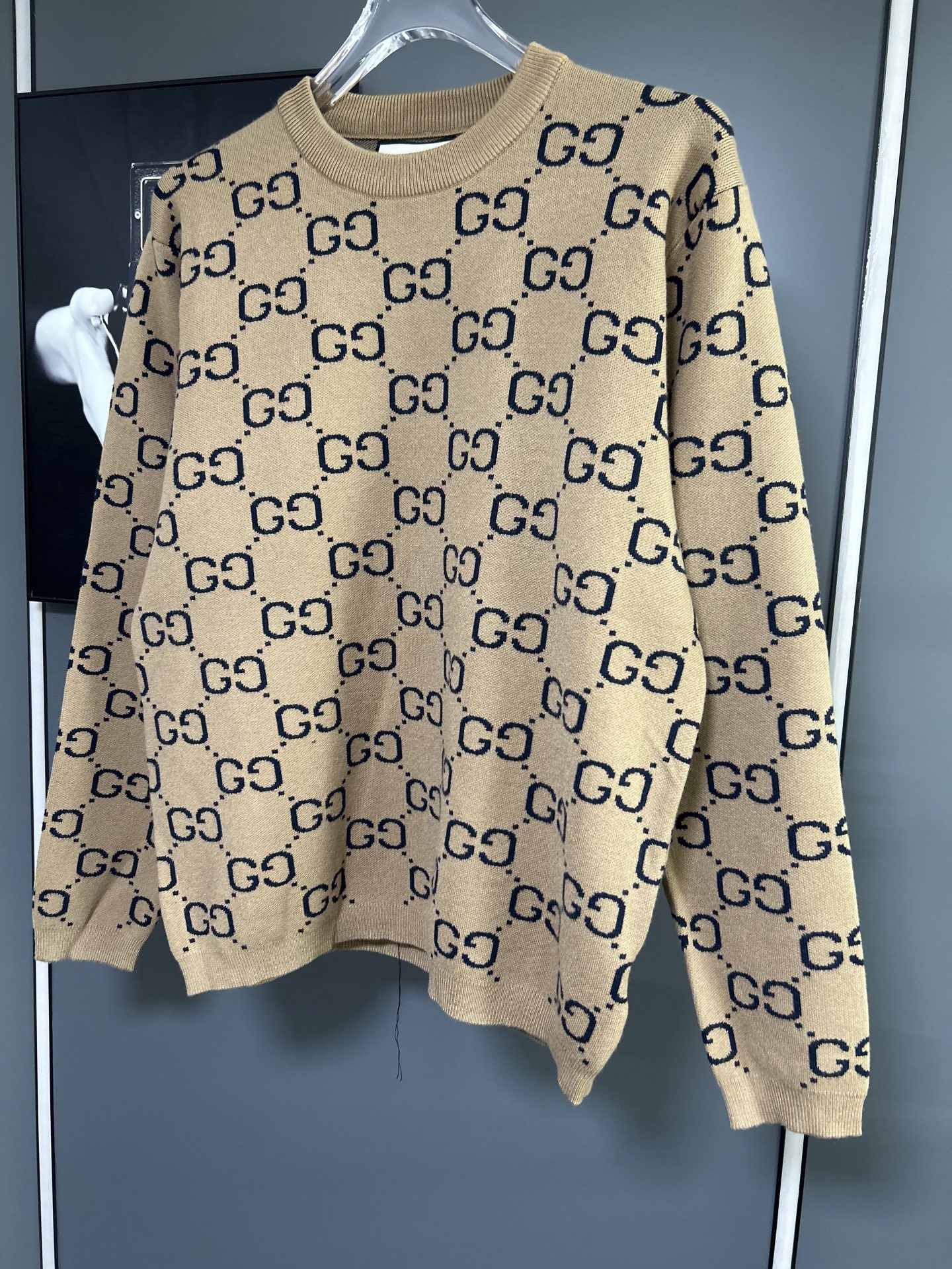 Gucci A貨男士毛衣 卡其GG滿版復古高質感針織款| 12 Gucci A貨男士毛衣 卡其GG滿版復古高質感針織款