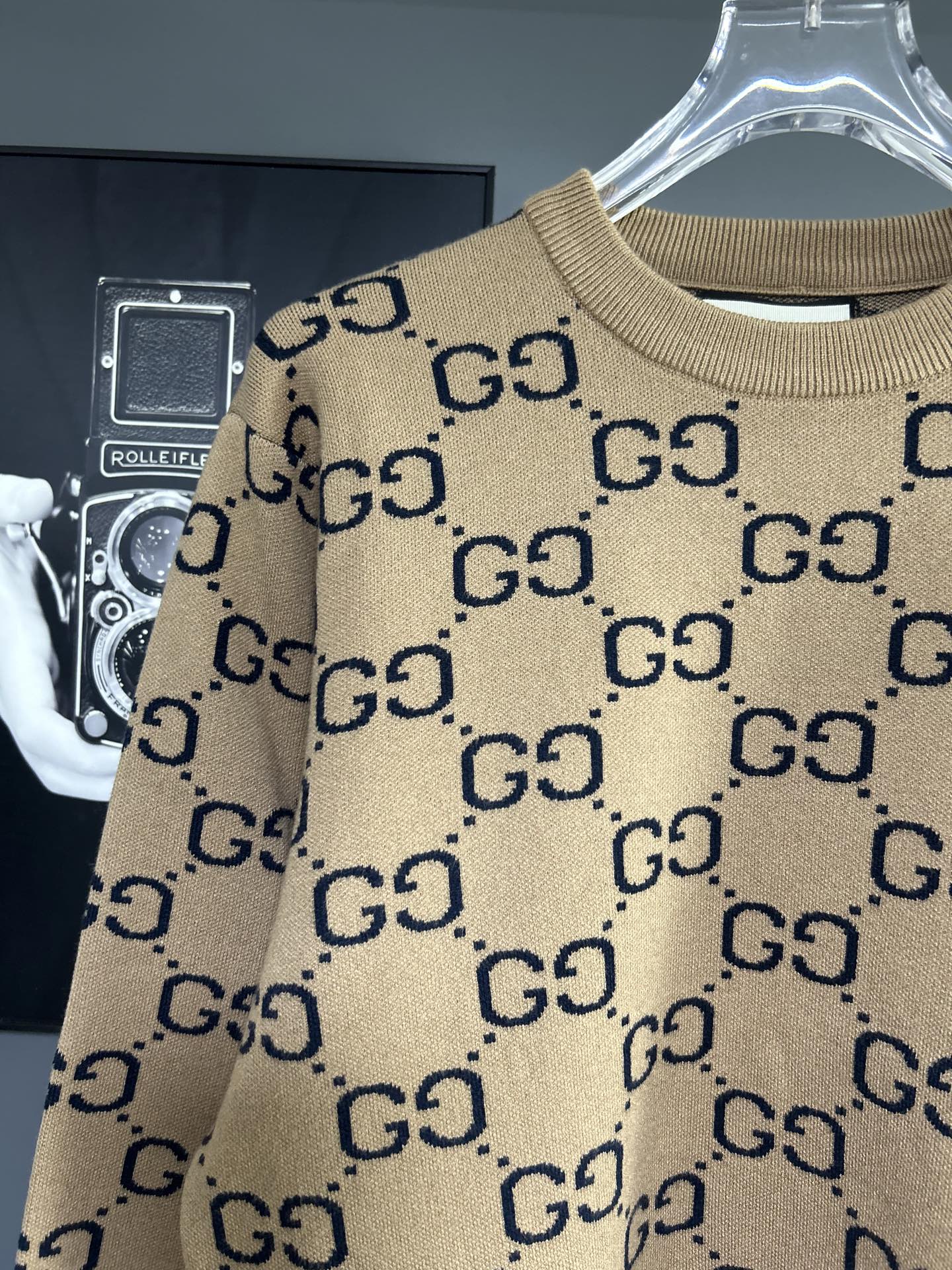 Gucci A貨男士毛衣 卡其GG滿版復古高質感針織款| 7 Gucci A貨男士毛衣 卡其GG滿版復古高質感針織款