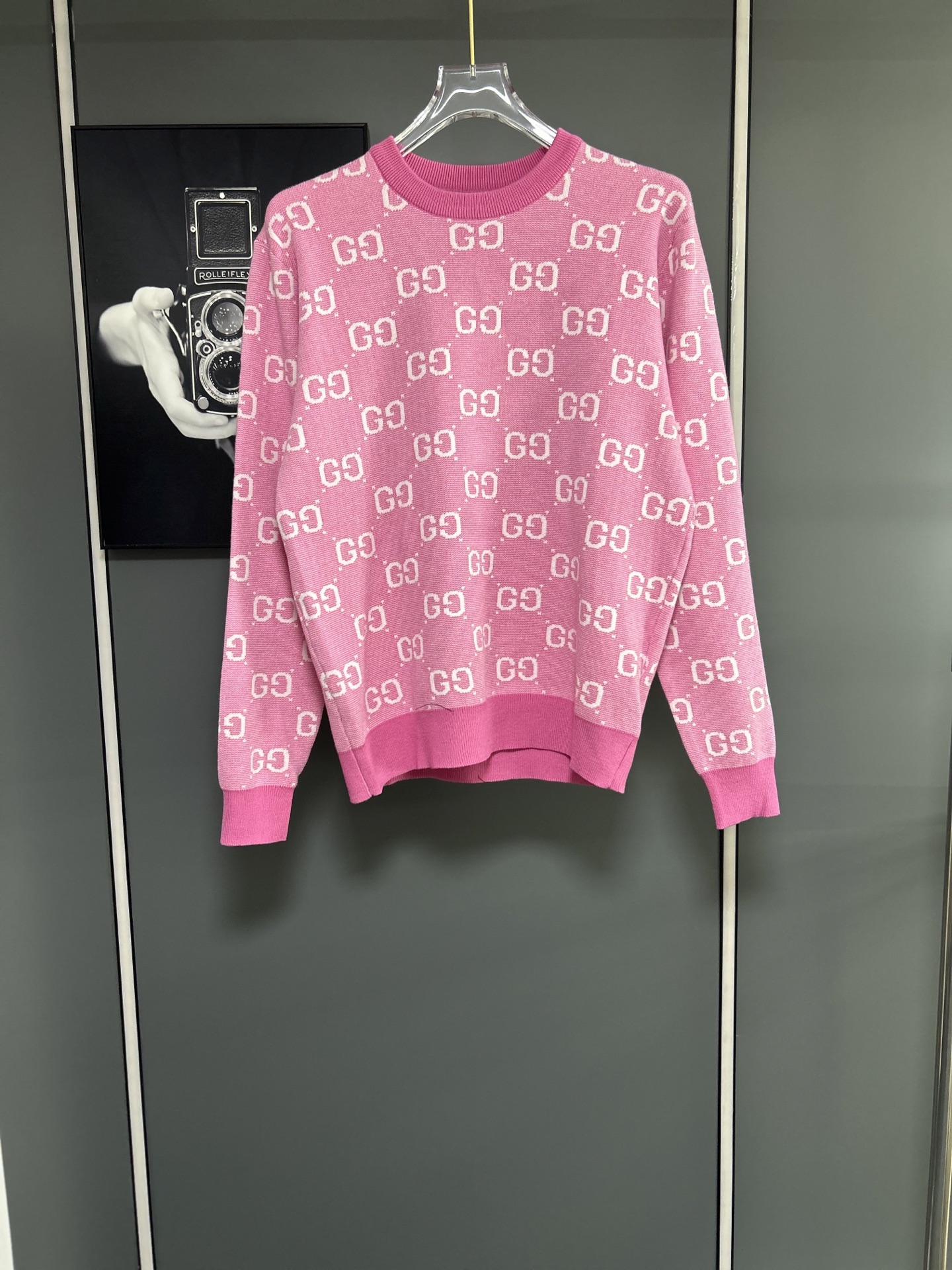 Gucci A貨針織毛衣 粉色GG滿版甜美復古百搭風格