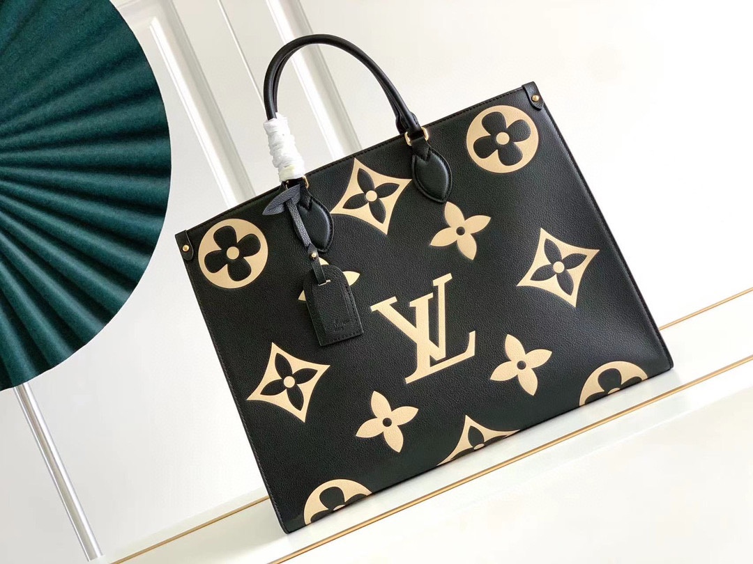 LV一比一手提包黑色放大老花設計潮流女款大容量包