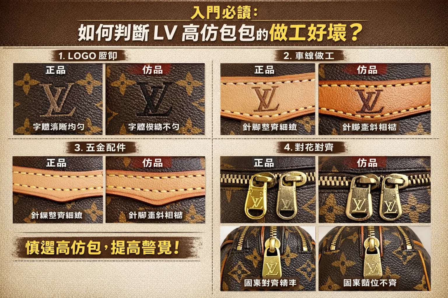 如何用「五官」判斷LV高仿包包的做工層次？從車縫線到皮革氣味的深度解析