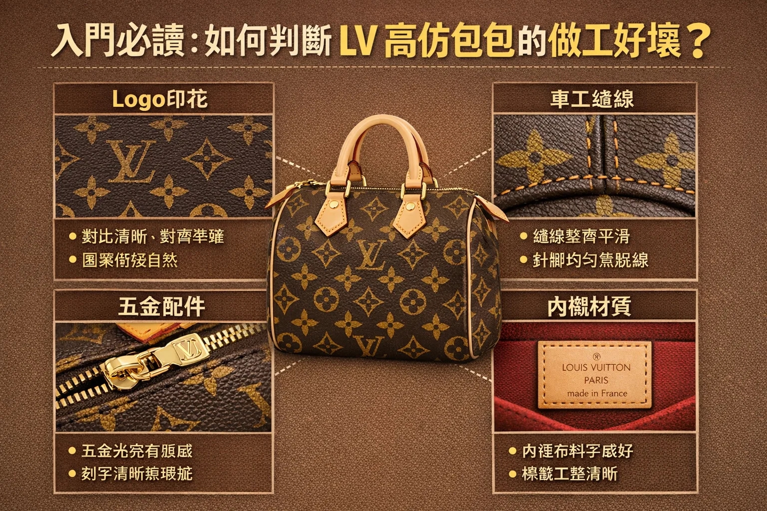 如何用「五官」判斷LV高仿包包的做工層次?從車縫線到皮革氣味的深度解析| 5 如何用「五官」判斷LV高仿包包的做工層次?從車縫線到皮革氣味的深度解析