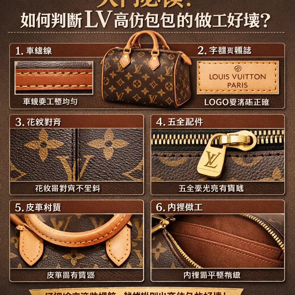 如何用「五官」判斷LV高仿包包的做工層次?從車縫線到皮革氣味的深度解析| 4 如何用「五官」判斷LV高仿包包的做工層次?從車縫線到皮革氣味的深度解析