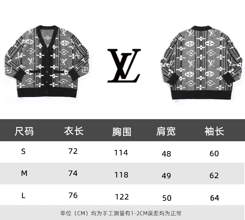 LV A貨灰黑線條老花針織外套V領復古開襟毛衣版型| 7 LV A貨灰黑線條老花針織外套V領復古開襟毛衣版型