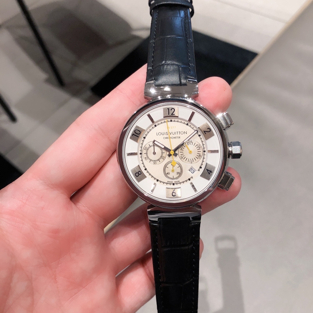 LV A貨男款白面三眼計時腕錶 金針設計經典風格| 12 LV A貨男款白面三眼計時腕錶 金針設計經典風格