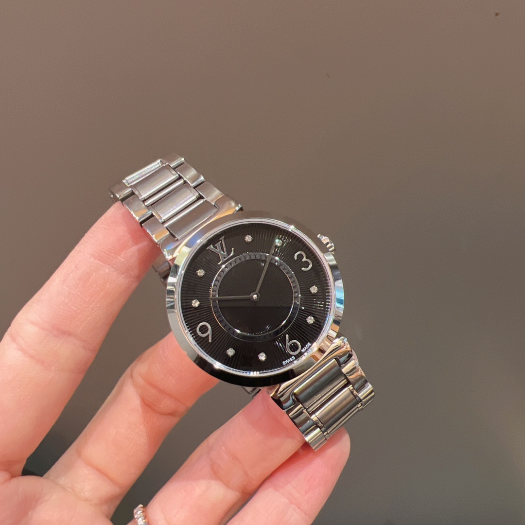 LV一比一女錶 鋼帶款黑圈銀面簡約風 經典復古設計| 12 LV一比一女錶 鋼帶款黑圈銀面簡約風 經典復古設計