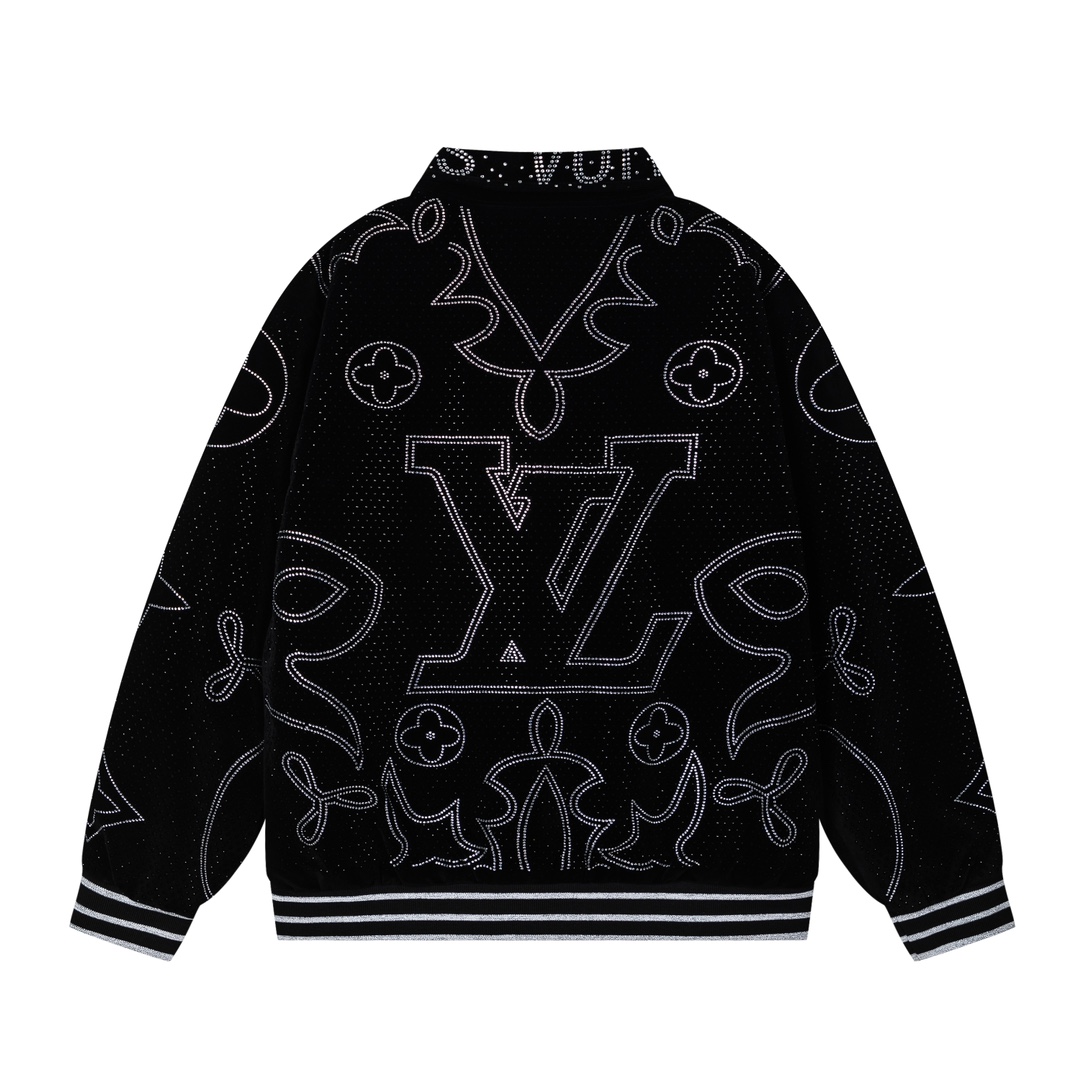 LV A貨黑色亮鑽Logo外套 奢華刺繡時尚潮流版型| 13 LV A貨黑色亮鑽Logo外套 奢華刺繡時尚潮流版型
