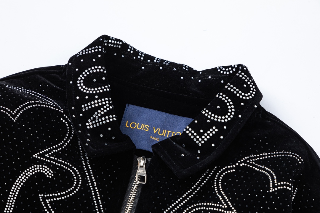 LV A貨黑色亮鑽Logo外套 奢華刺繡時尚潮流版型| 11 LV A貨黑色亮鑽Logo外套 奢華刺繡時尚潮流版型