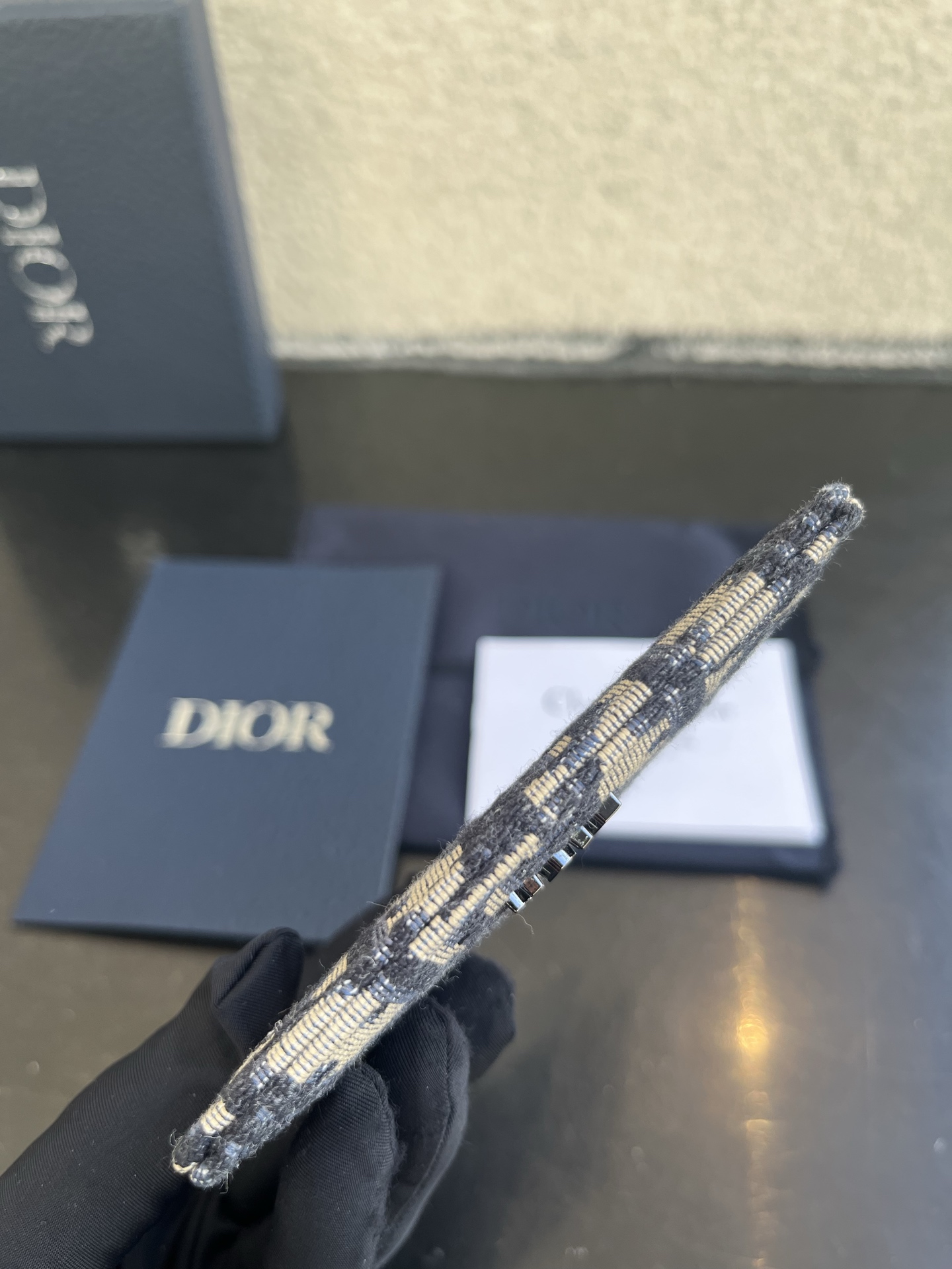 Dior 高仿卡夾 男士米色老花拼黑皮設計 輕薄實用款| 8 Dior 高仿卡夾 男士米色老花拼黑皮設計 輕薄實用款