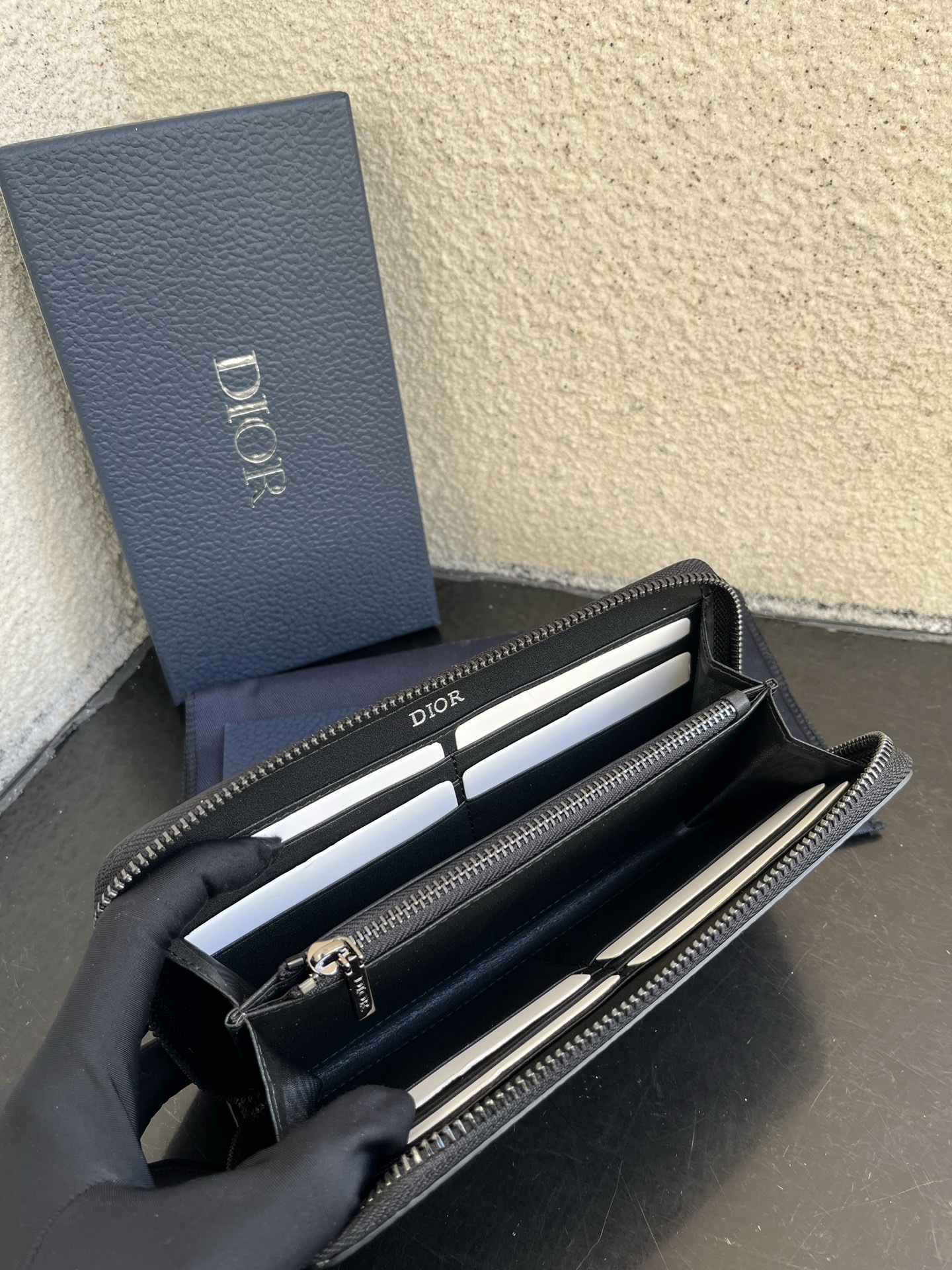 Dior 一比一男士長夾 全黑荔枝皮 拉鍊式大容量款| 7 Dior 一比一男士長夾 全黑荔枝皮 拉鍊式大容量款