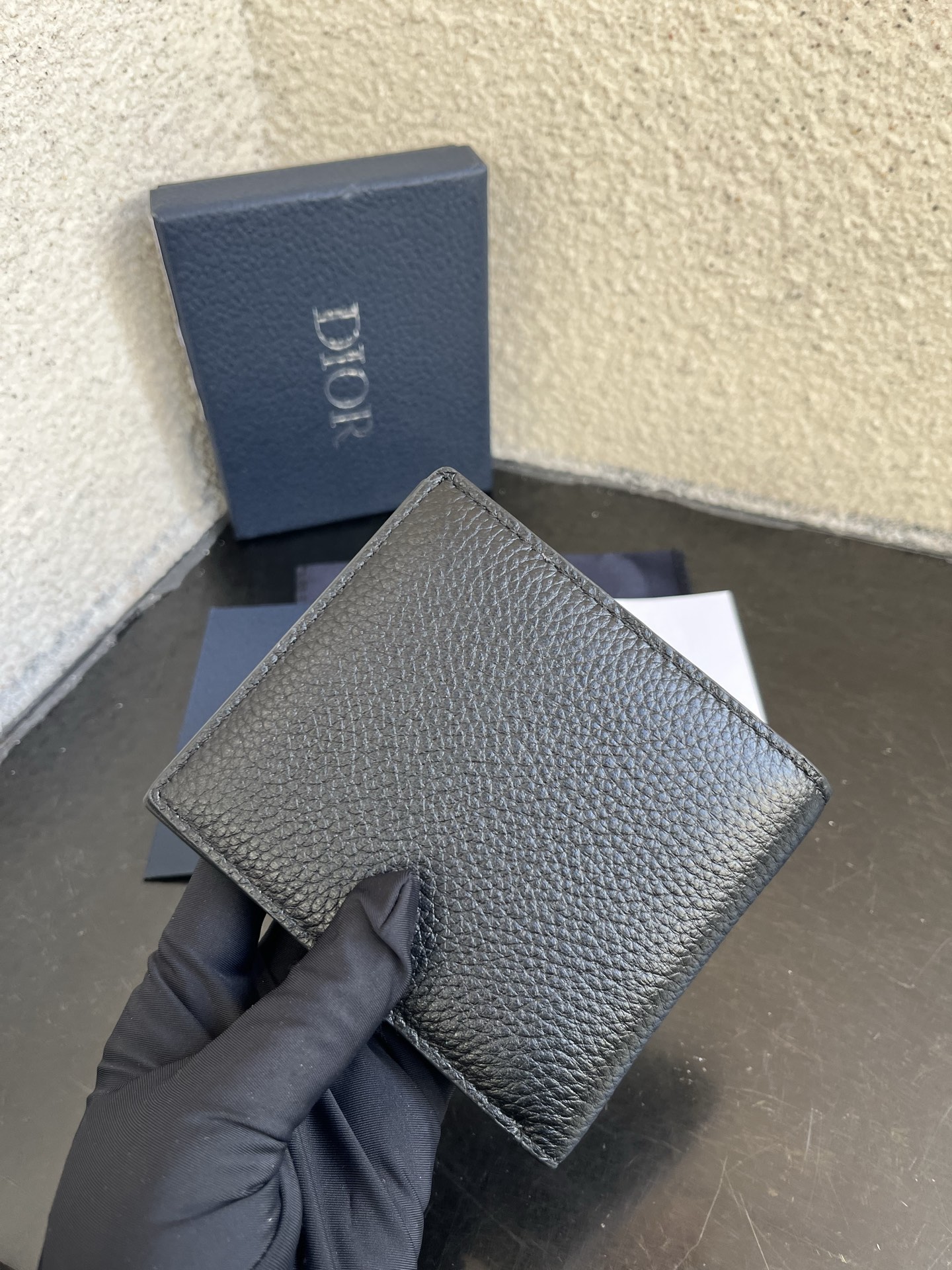 Dior 原單短夾 全黑荔枝皮 男士經典對折款| 11 Dior 原單短夾 全黑荔枝皮 男士經典對折款
