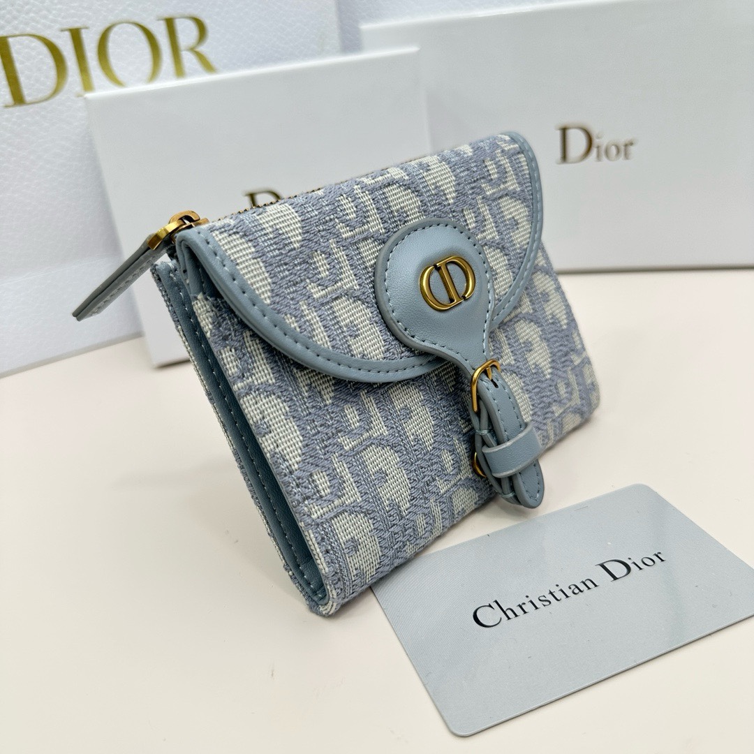 Dior一比一藍色短夾 女士精品帆布配皮款 百搭輕奢感| 14 Dior一比一藍色短夾 女士精品帆布配皮款 百搭輕奢感