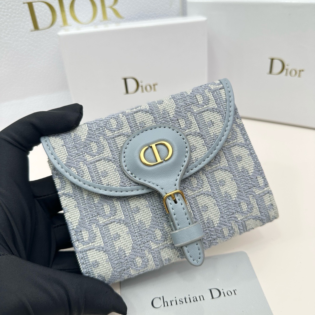 Dior一比一藍色短夾 女士精品帆布配皮款 百搭輕奢感| 12 Dior一比一藍色短夾 女士精品帆布配皮款 百搭輕奢感