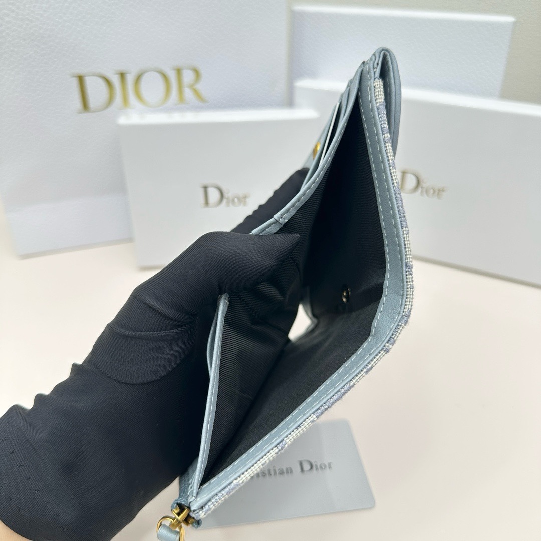 Dior一比一藍色短夾 女士精品帆布配皮款 百搭輕奢感| 7 Dior一比一藍色短夾 女士精品帆布配皮款 百搭輕奢感