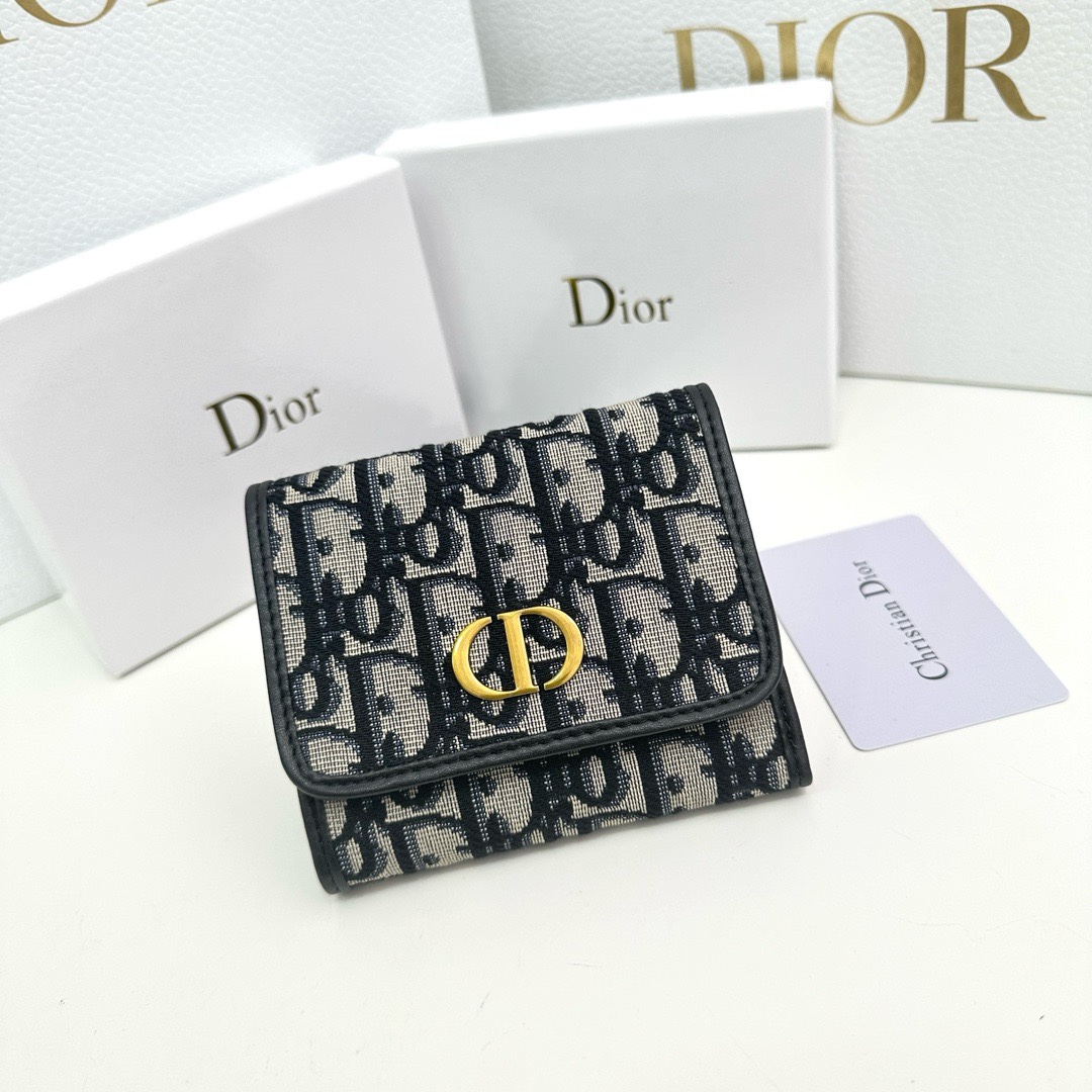 Dior高仿短夾 Oblique帆布金釦設計 女士復古風人氣款