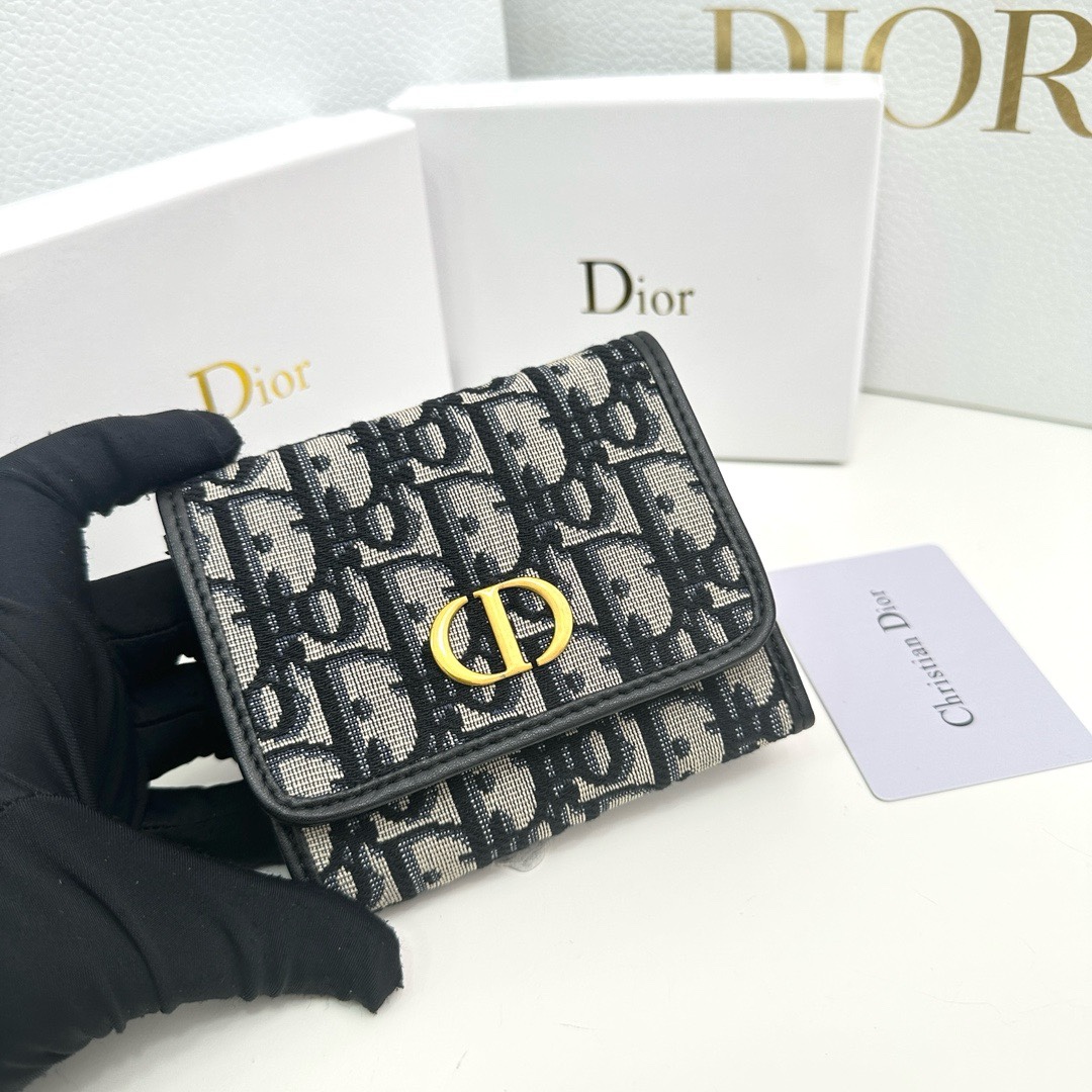 Dior高仿短夾 Oblique帆布金釦設計 女士復古風人氣款| 12 Dior高仿短夾 Oblique帆布金釦設計 女士復古風人氣款