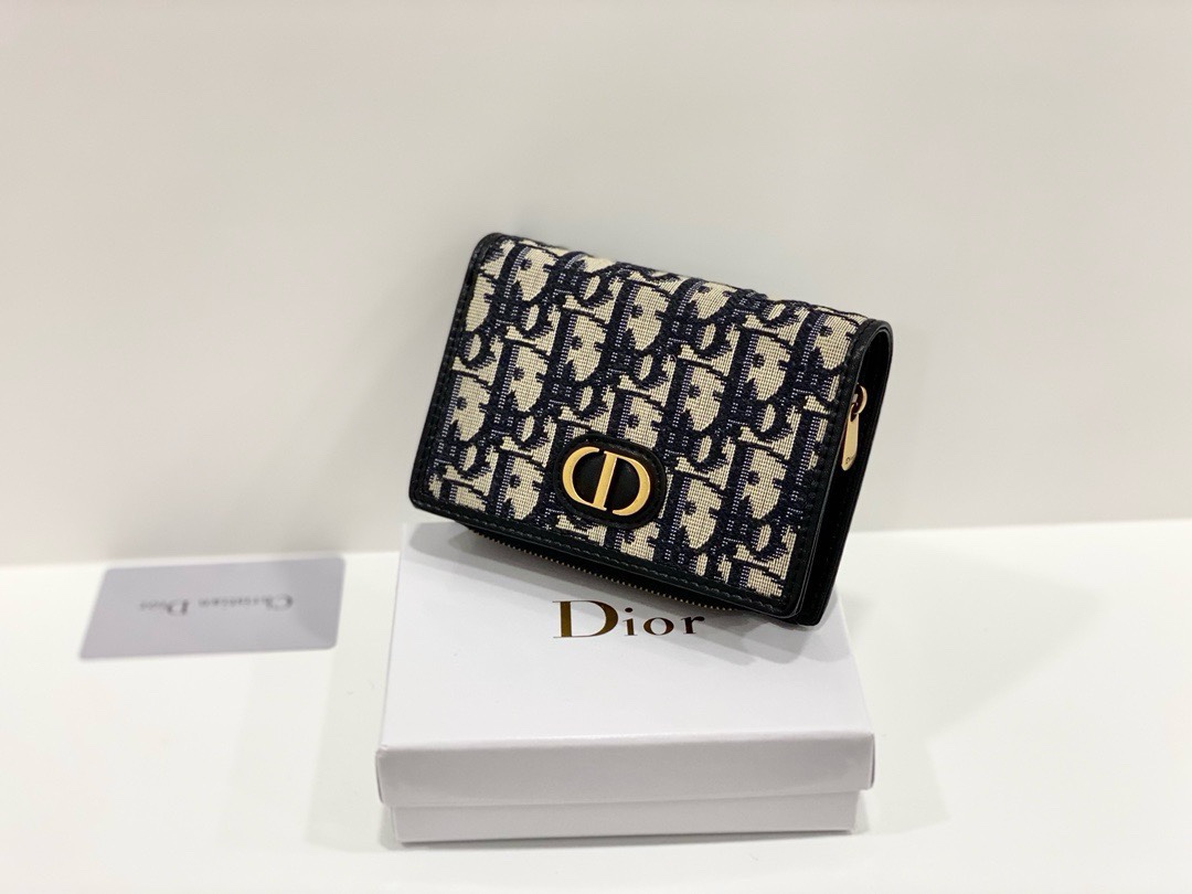 DiorA貨短夾 女士對摺Oblique帆布 立體金屬CD標識款| 9 DiorA貨短夾 女士對摺Oblique帆布 立體金屬CD標識款