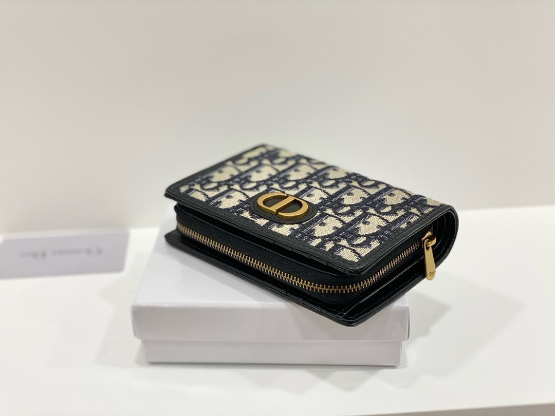 DiorA貨短夾 女士對摺Oblique帆布 立體金屬CD標識款| 8 DiorA貨短夾 女士對摺Oblique帆布 立體金屬CD標識款