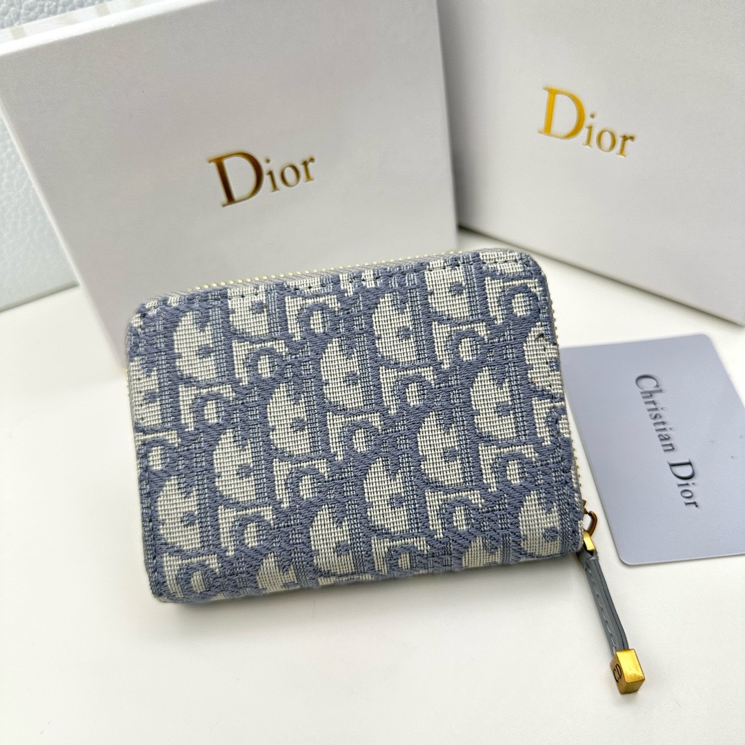 Dior高仿拉鍊短夾 Oblique帆布配皮設計 女士人氣實用款| 12 Dior高仿拉鍊短夾 Oblique帆布配皮設計 女士人氣實用款