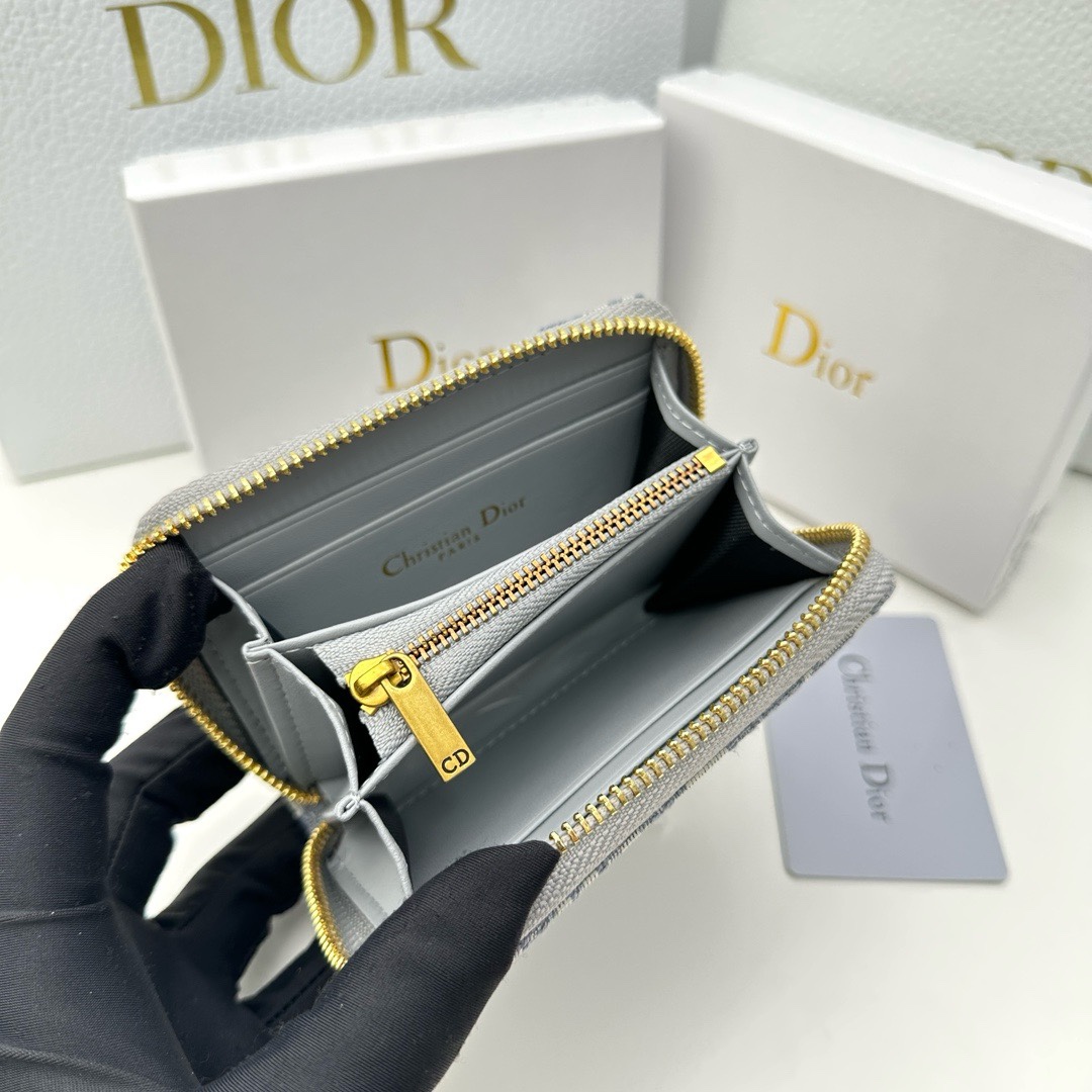 Dior高仿拉鍊短夾 Oblique帆布配皮設計 女士人氣實用款| 9 Dior高仿拉鍊短夾 Oblique帆布配皮設計 女士人氣實用款