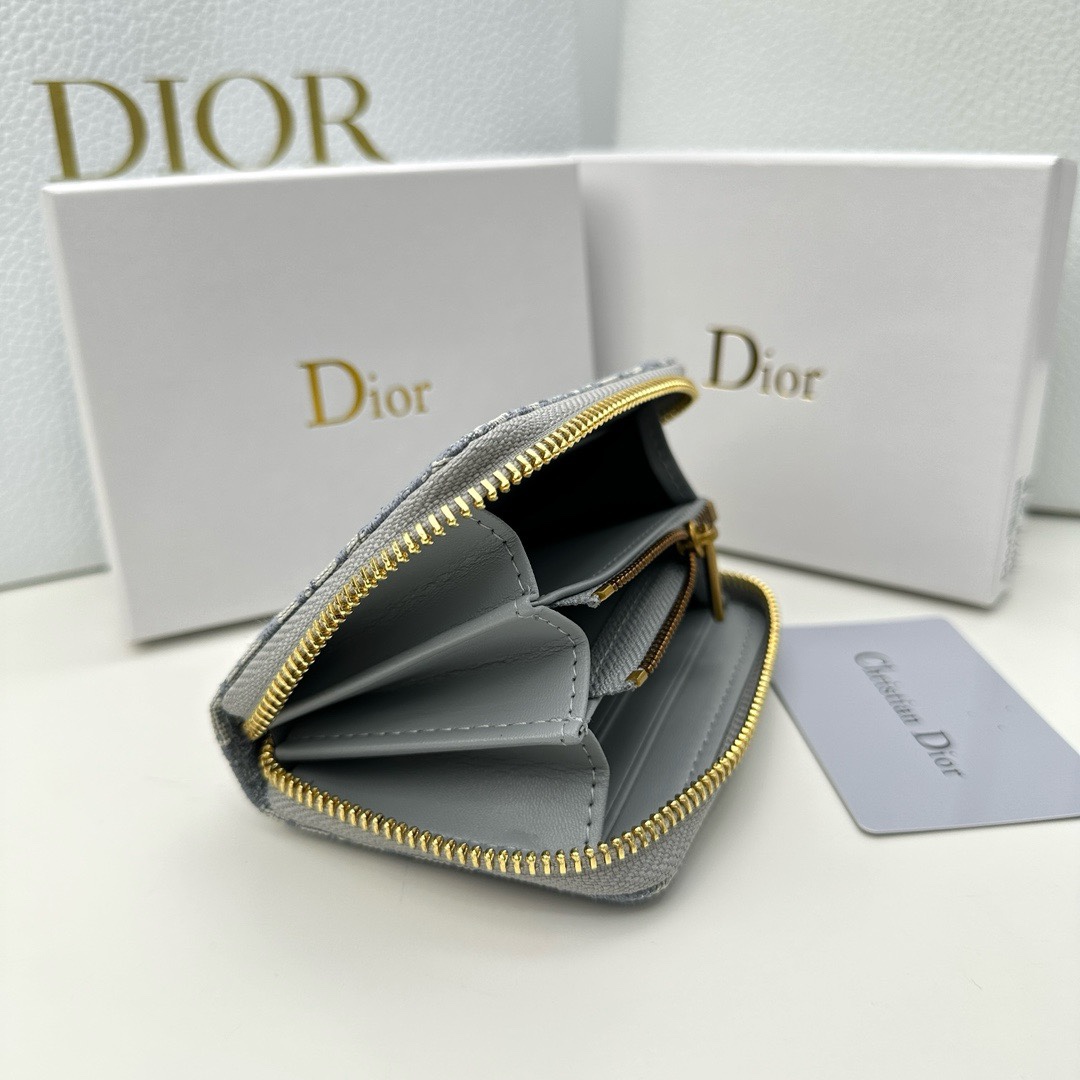 Dior高仿拉鍊短夾 Oblique帆布配皮設計 女士人氣實用款| 7 Dior高仿拉鍊短夾 Oblique帆布配皮設計 女士人氣實用款