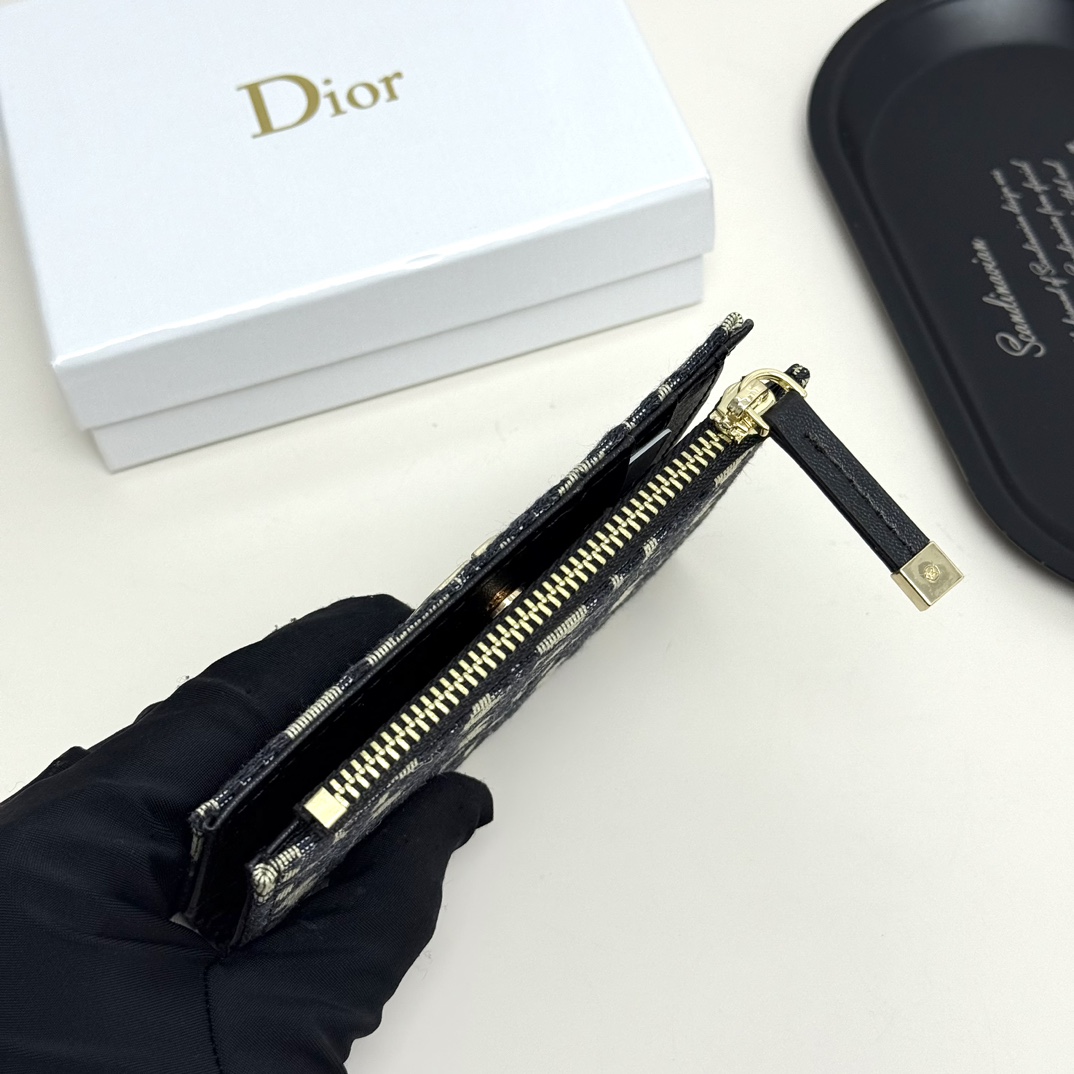 DiorA貨拉鍊卡包 Oblique帆布扁型小包 女士萬用收納夾| 12 DiorA貨拉鍊卡包 Oblique帆布扁型小包 女士萬用收納夾