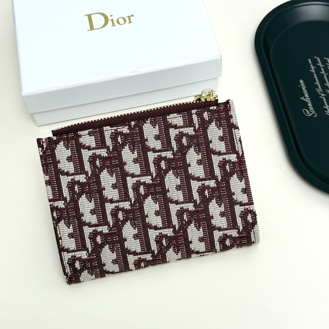 Dior高仿拉鍊卡夾 酒紅帆布設計 女士高辨識度精品小包| 14 Dior高仿拉鍊卡夾 酒紅帆布設計 女士高辨識度精品小包