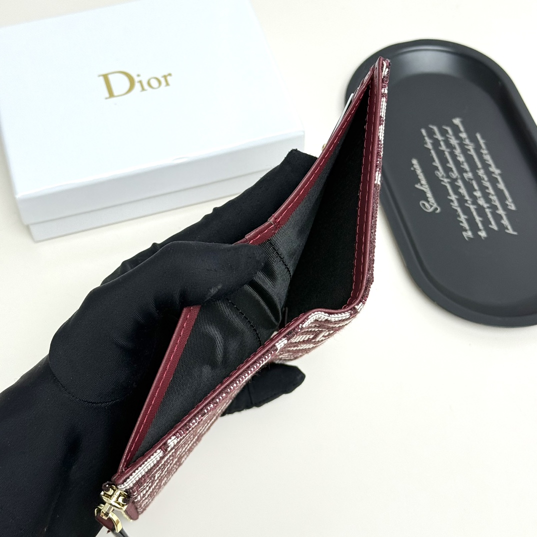 Dior高仿拉鍊卡夾 酒紅帆布設計 女士高辨識度精品小包| 7 Dior高仿拉鍊卡夾 酒紅帆布設計 女士高辨識度精品小包
