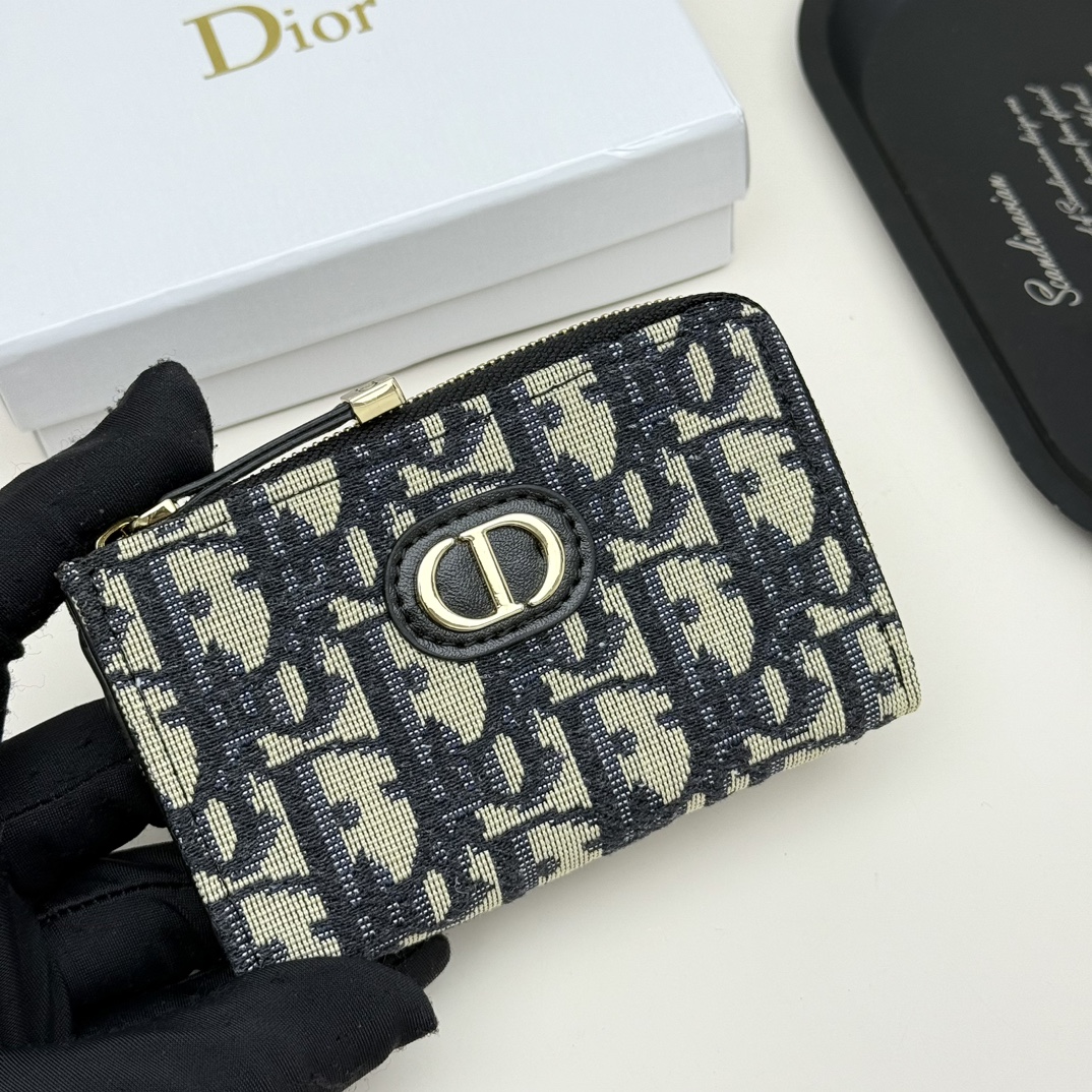 Dior一比一拉鍊卡包 Oblique帆布拼黑皮 CD標設計實用款| 14 Dior一比一拉鍊卡包 Oblique帆布拼黑皮 CD標設計實用款
