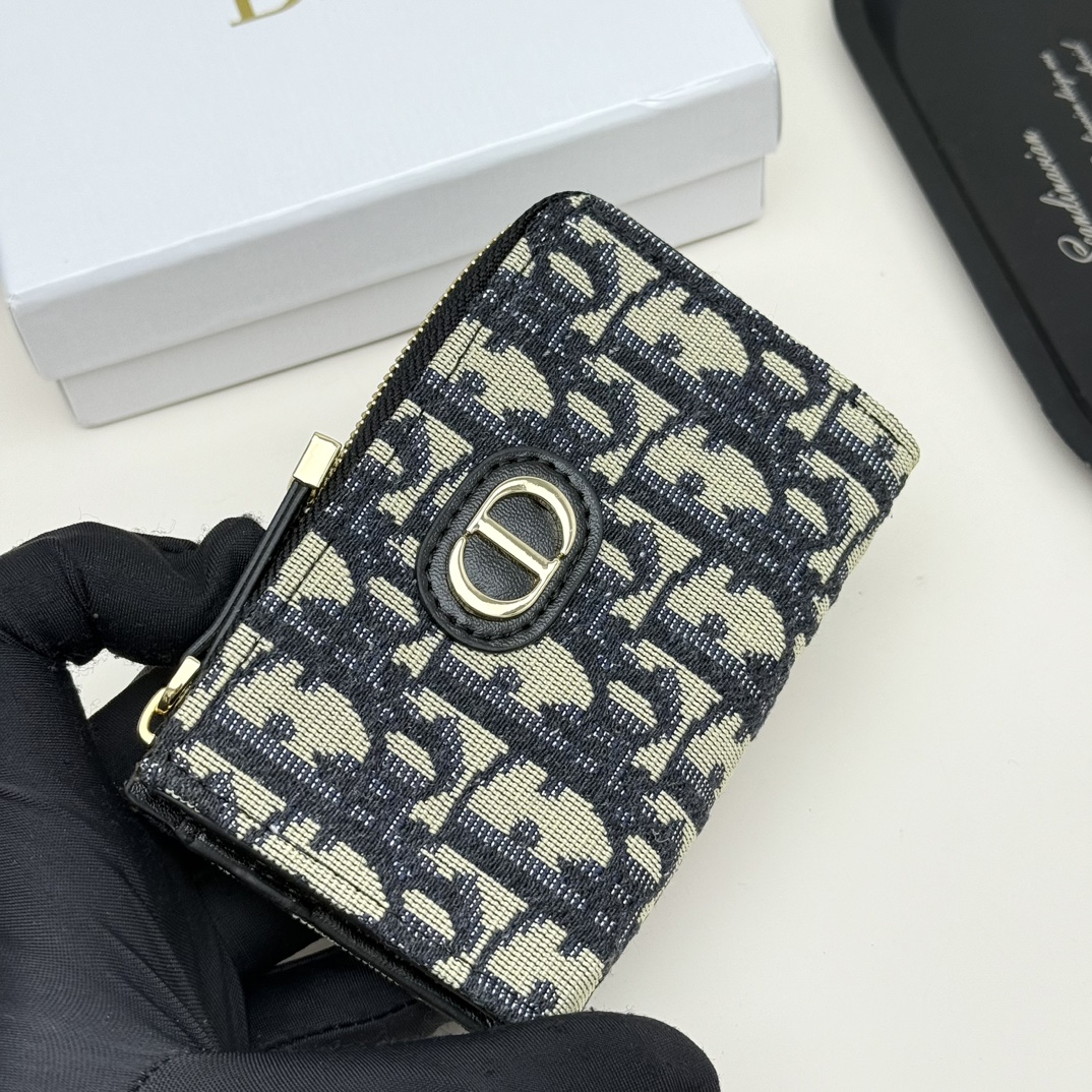 Dior一比一拉鍊卡包 Oblique帆布拼黑皮 CD標設計實用款| 13 Dior一比一拉鍊卡包 Oblique帆布拼黑皮 CD標設計實用款