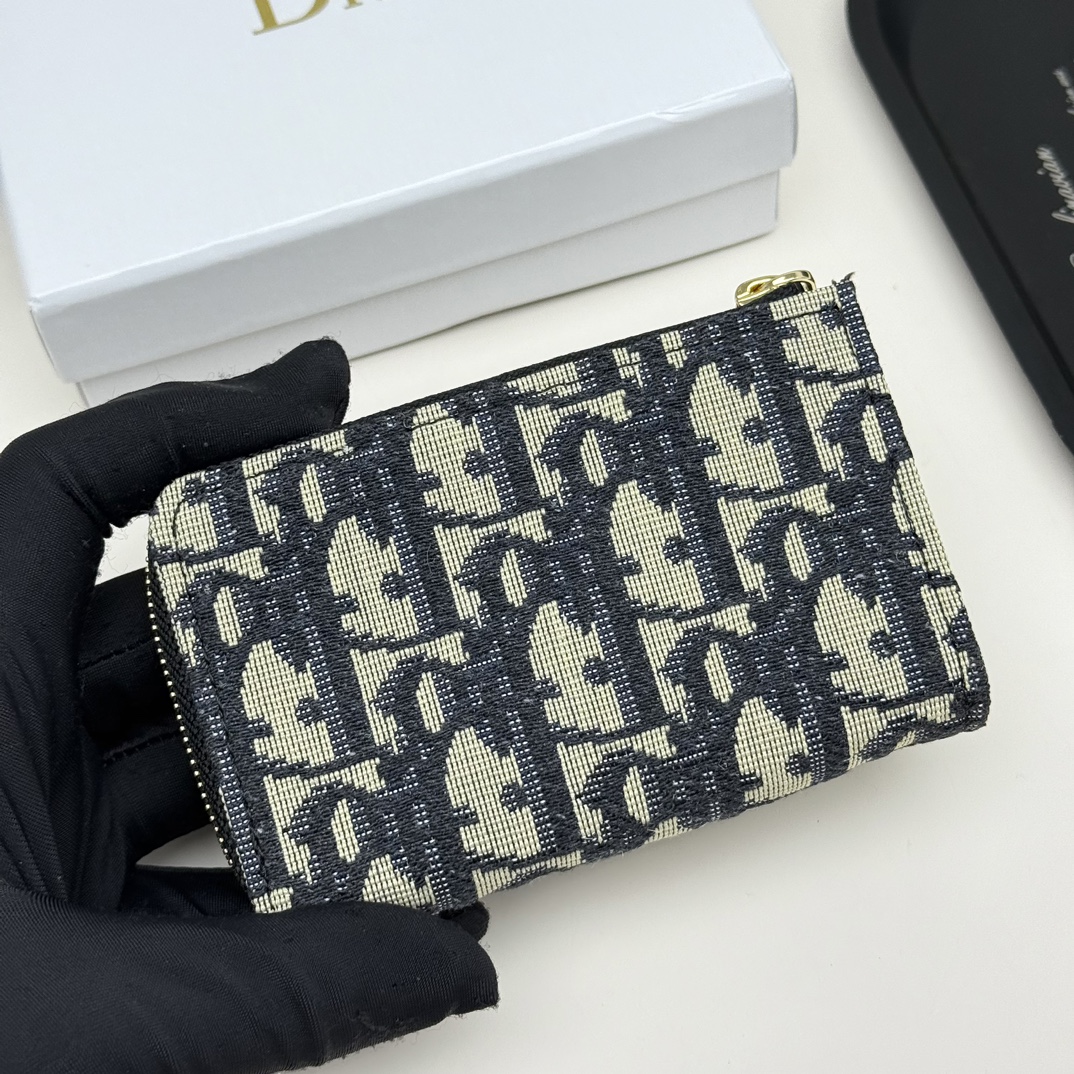 Dior一比一拉鍊卡包 Oblique帆布拼黑皮 CD標設計實用款| 12 Dior一比一拉鍊卡包 Oblique帆布拼黑皮 CD標設計實用款
