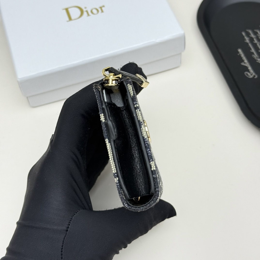 Dior一比一拉鍊卡包 Oblique帆布拼黑皮 CD標設計實用款| 11 Dior一比一拉鍊卡包 Oblique帆布拼黑皮 CD標設計實用款