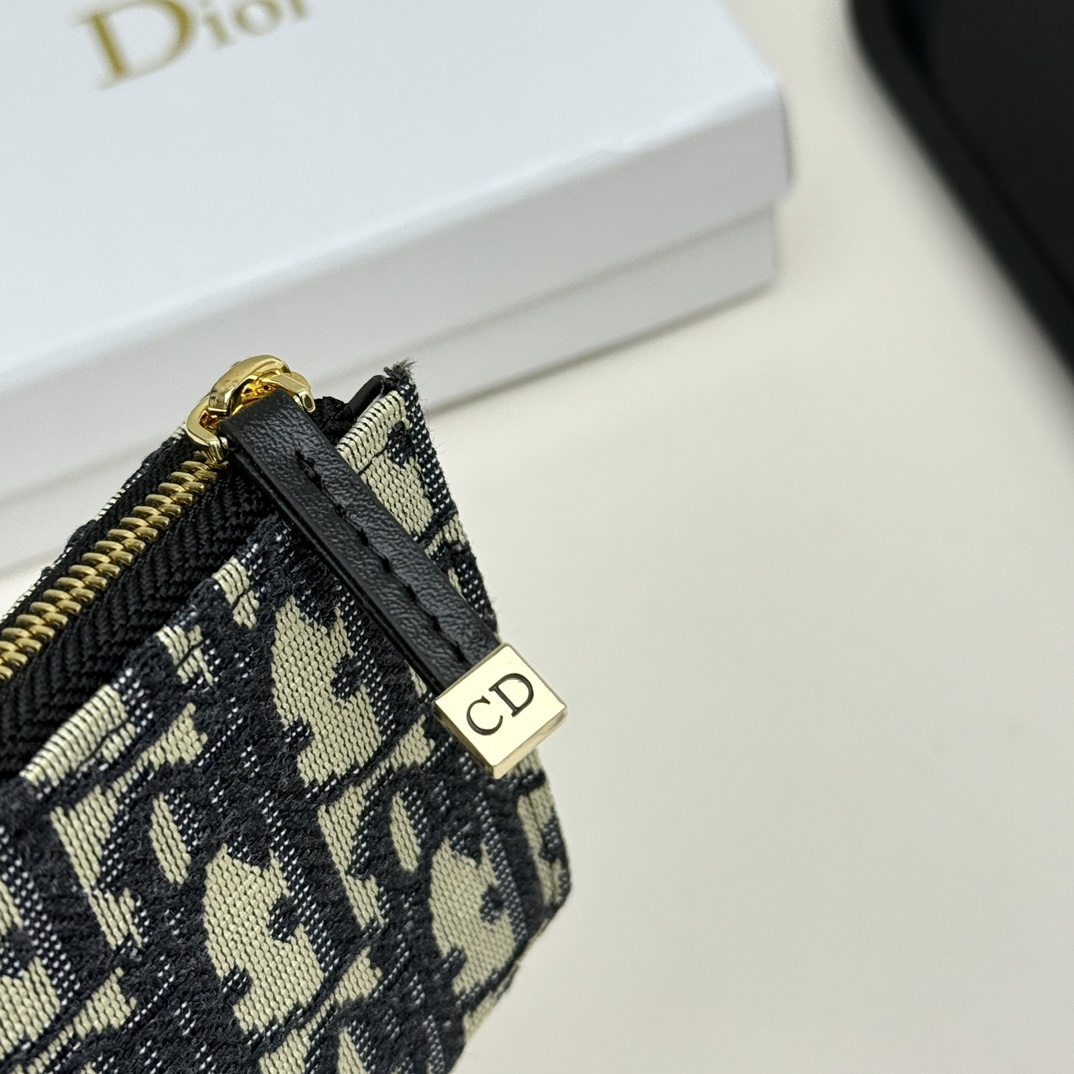Dior一比一拉鍊卡包 Oblique帆布拼黑皮 CD標設計實用款| 9 Dior一比一拉鍊卡包 Oblique帆布拼黑皮 CD標設計實用款