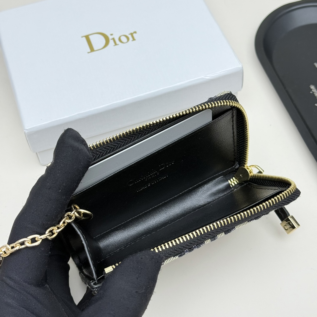 Dior一比一拉鍊卡包 Oblique帆布拼黑皮 CD標設計實用款| 8 Dior一比一拉鍊卡包 Oblique帆布拼黑皮 CD標設計實用款