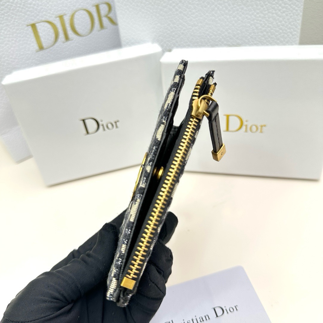 Dior高仿短夾 女士深藍Oblique帆布 金屬標誌設計款 小巧實用型| 10 Dior高仿短夾 女士深藍Oblique帆布 金屬標誌設計款 小巧實用型