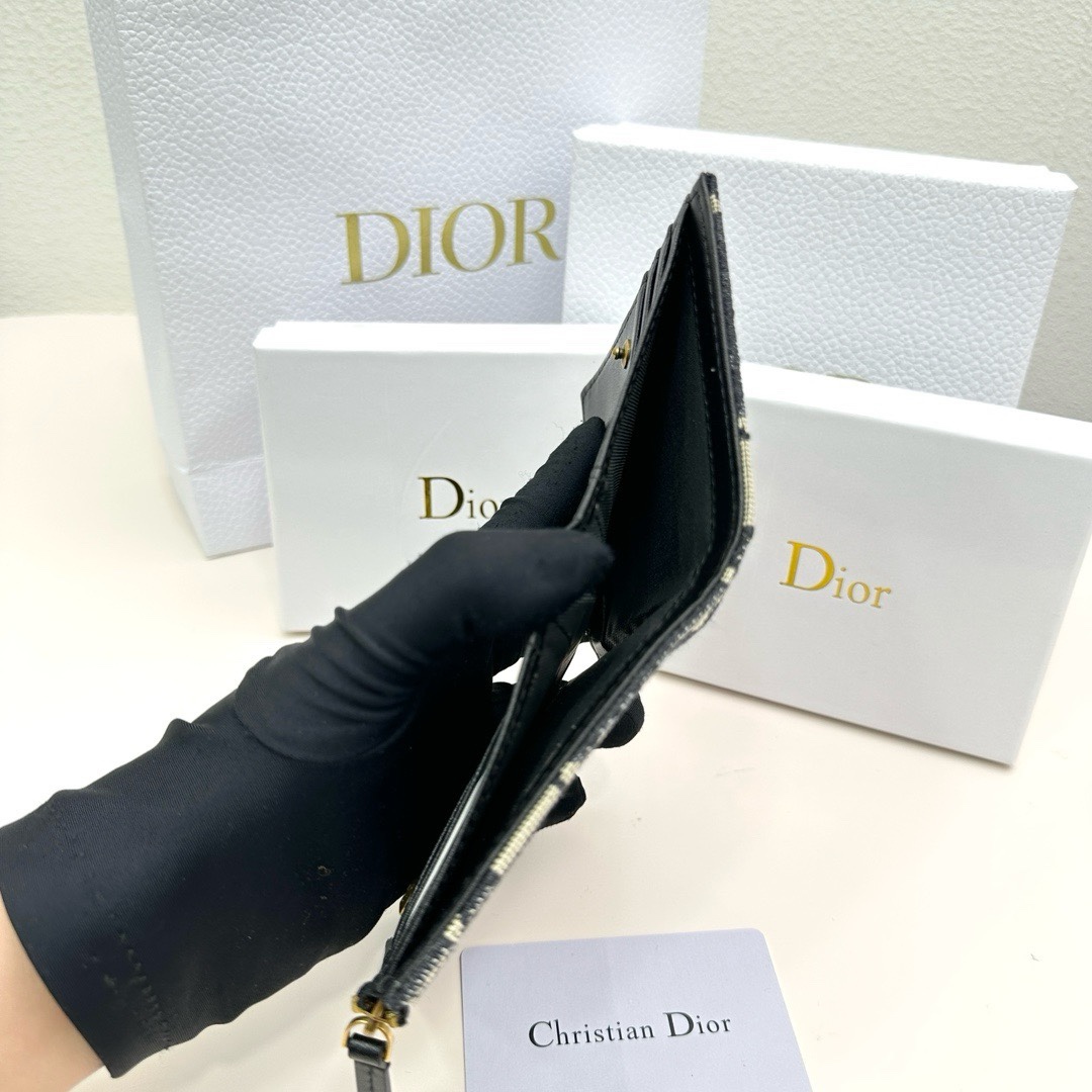 Dior高仿短夾 女士深藍Oblique帆布 金屬標誌設計款 小巧實用型| 8 Dior高仿短夾 女士深藍Oblique帆布 金屬標誌設計款 小巧實用型