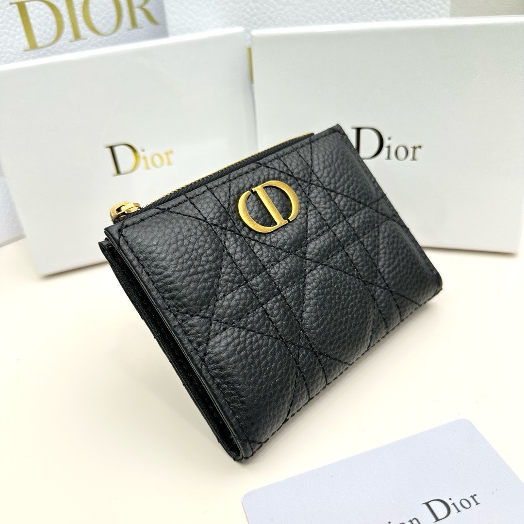 Dior高仿短夾 女士藤格紋黑色小牛皮 金屬CD標精品卡包設計| 14 Dior高仿短夾 女士藤格紋黑色小牛皮 金屬CD標精品卡包設計