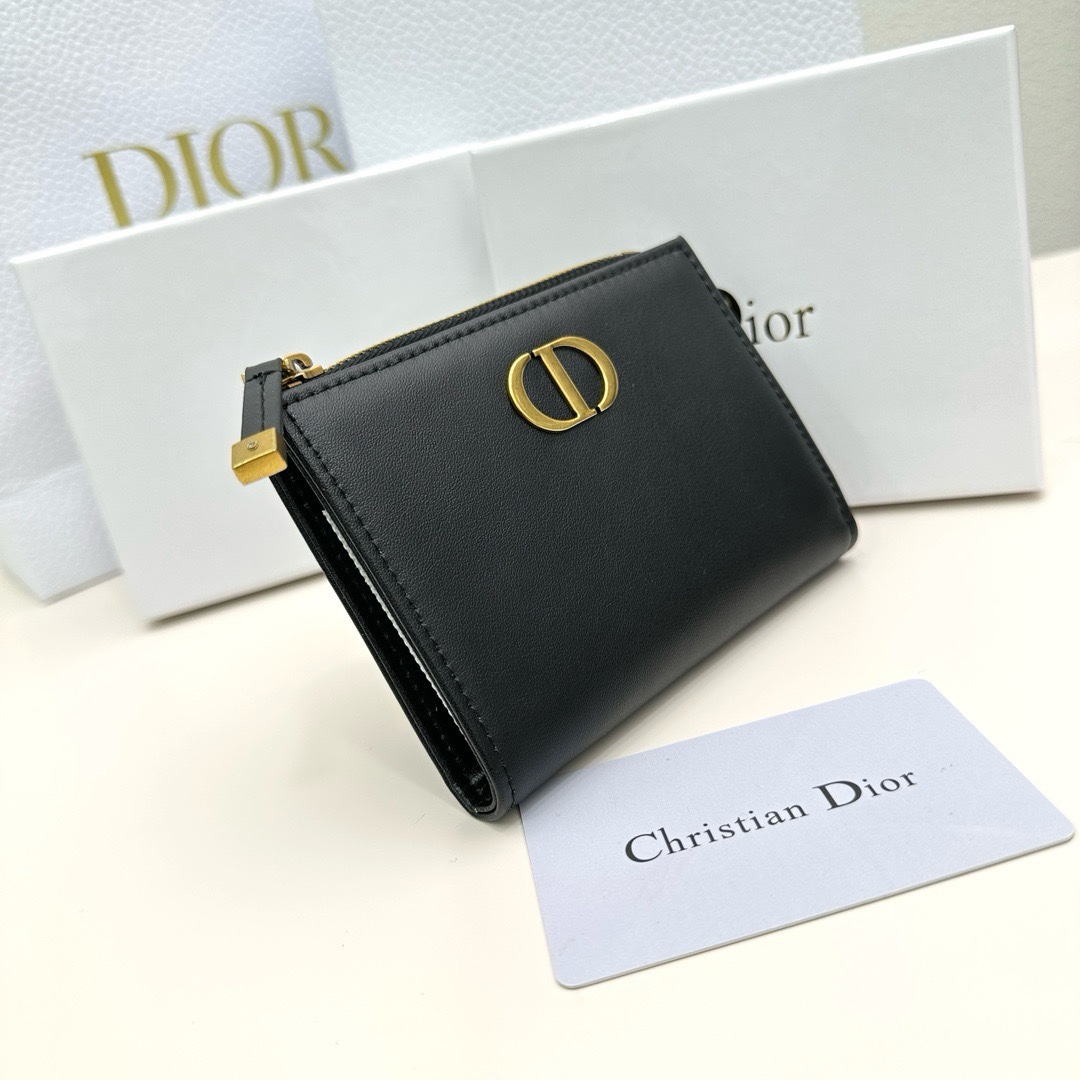 Dior原單卡夾 黑色皮革拉鍊款 女用極簡風CD金標設計| 14 Dior原單卡夾 黑色皮革拉鍊款 女用極簡風CD金標設計