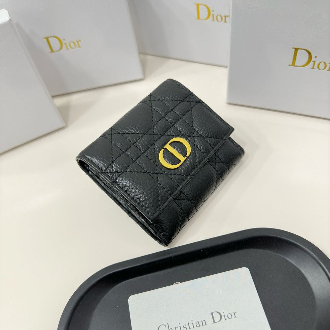 Dior高仿短夾 黑色藤格壓紋小牛皮CD金標 男士精品卡片包| 14 Dior高仿短夾 黑色藤格壓紋小牛皮CD金標 男士精品卡片包