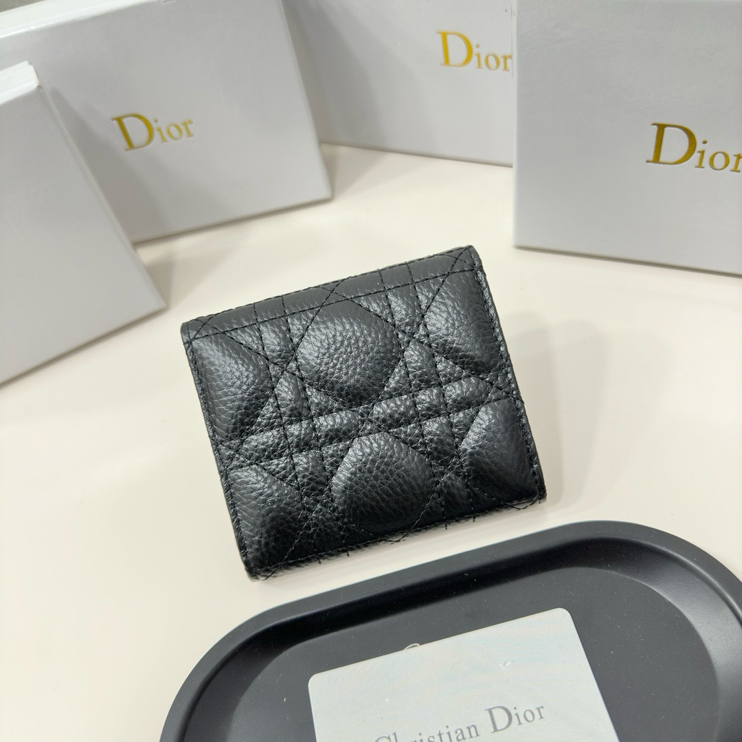 Dior高仿短夾 黑色藤格壓紋小牛皮CD金標 男士精品卡片包| 13 Dior高仿短夾 黑色藤格壓紋小牛皮CD金標 男士精品卡片包