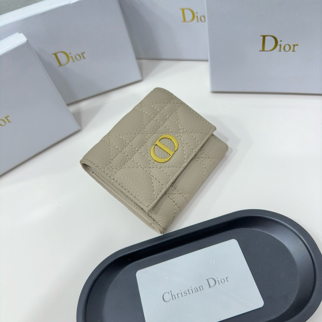 Dior一比一短夾 男士米杏色藤格紋小牛皮 CD標識設計百搭款| 14 Dior一比一短夾 男士米杏色藤格紋小牛皮 CD標識設計百搭款