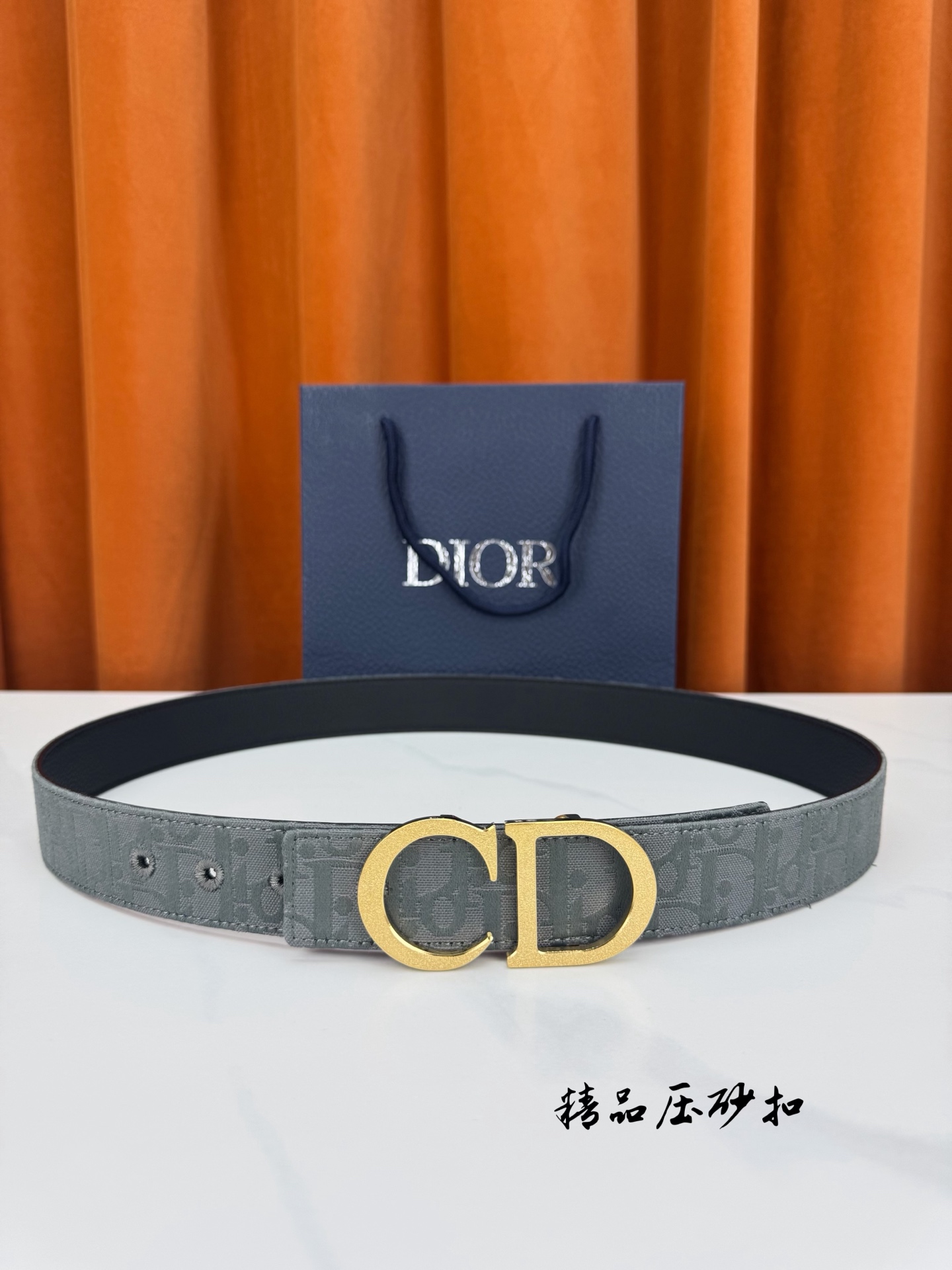 Dior 高仿男士 CD 金扣皮帶 經典灰壓紋款| 11 Dior 高仿男士 CD 金扣皮帶 經典灰壓紋款