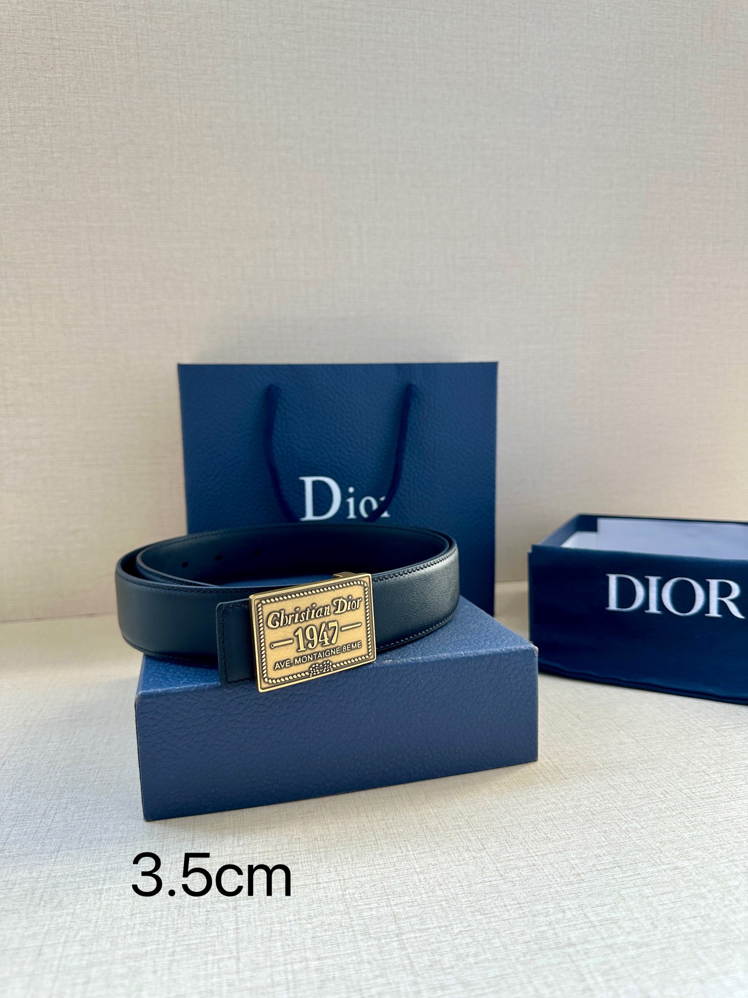 Dior 高仿男士素面皮帶 1947復古徽章 銀扣黑帶| 11 Dior 高仿男士素面皮帶 1947復古徽章 銀扣黑帶