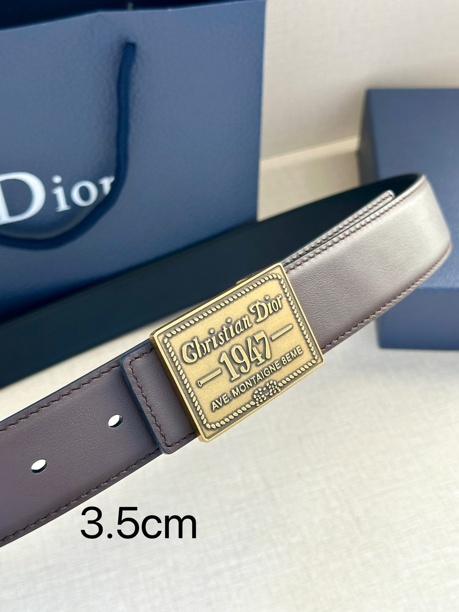 Dior 原單男士咖啡色皮帶 復刻1947金標 皮革溫潤| 14 Dior 原單男士咖啡色皮帶 復刻1947金標 皮革溫潤