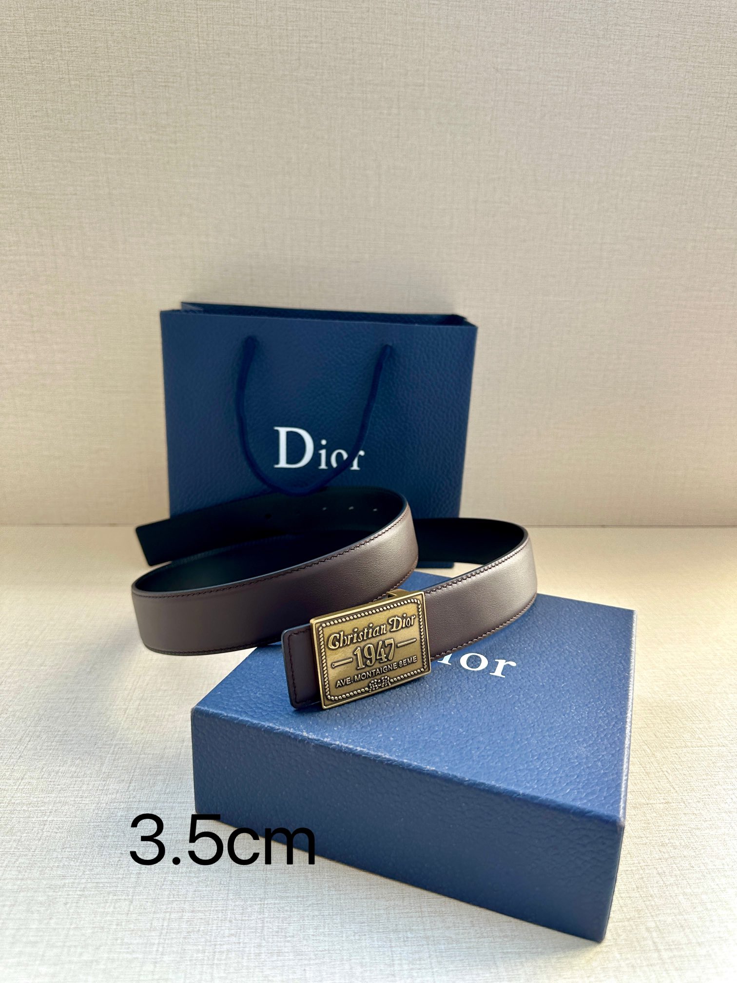 Dior 原單男士咖啡色皮帶 復刻1947金標 皮革溫潤| 13 Dior 原單男士咖啡色皮帶 復刻1947金標 皮革溫潤
