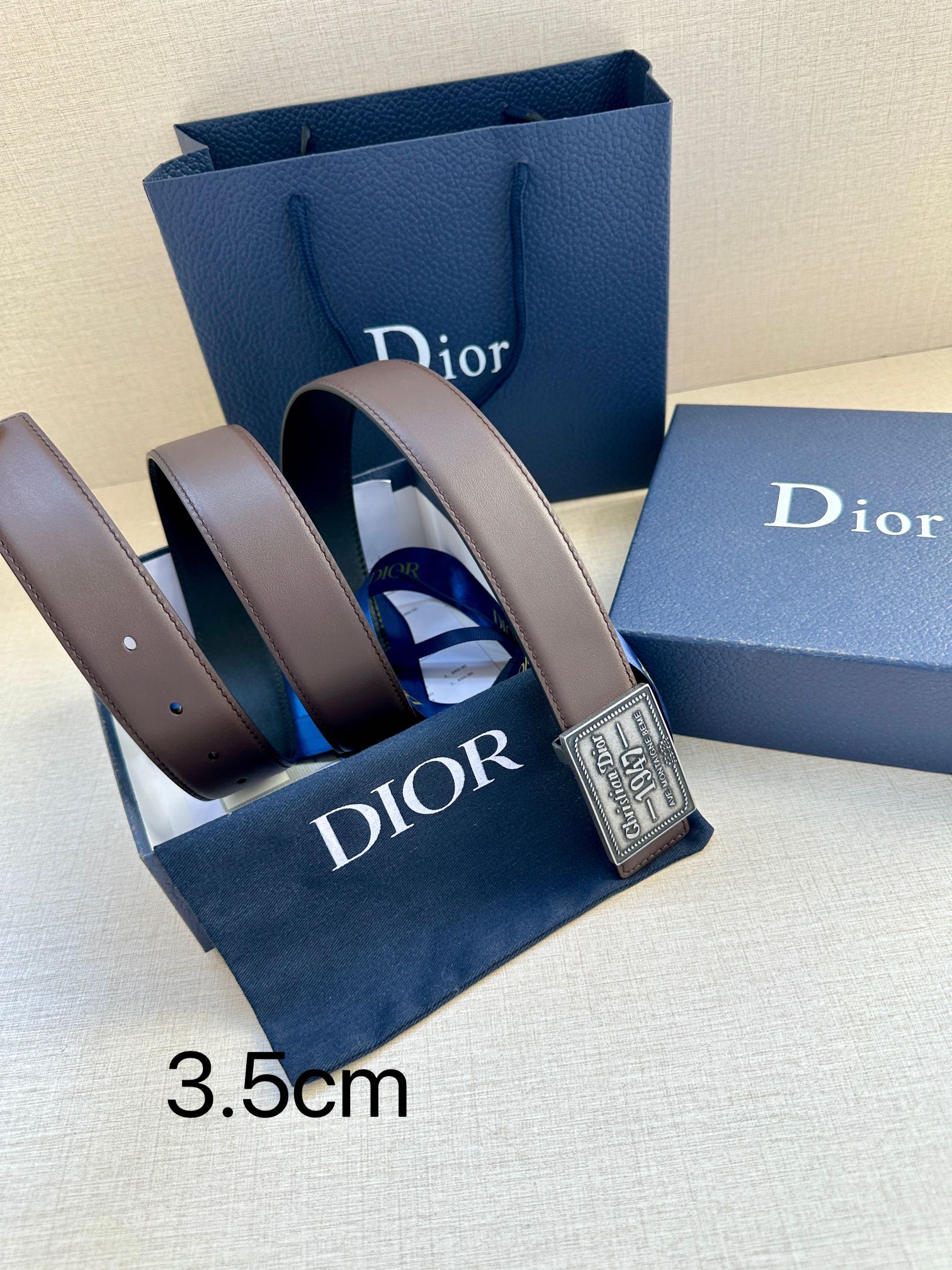 Dior 原單男士咖啡色皮帶 復刻1947金標 皮革溫潤| 9 Dior 原單男士咖啡色皮帶 復刻1947金標 皮革溫潤