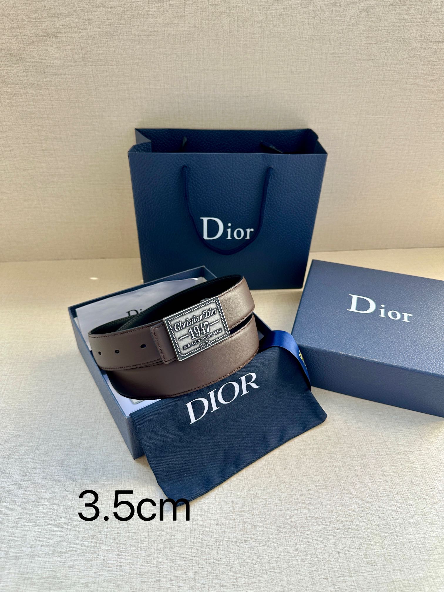Dior 原單男士咖啡色皮帶 復刻1947金標 皮革溫潤| 7 Dior 原單男士咖啡色皮帶 復刻1947金標 皮革溫潤