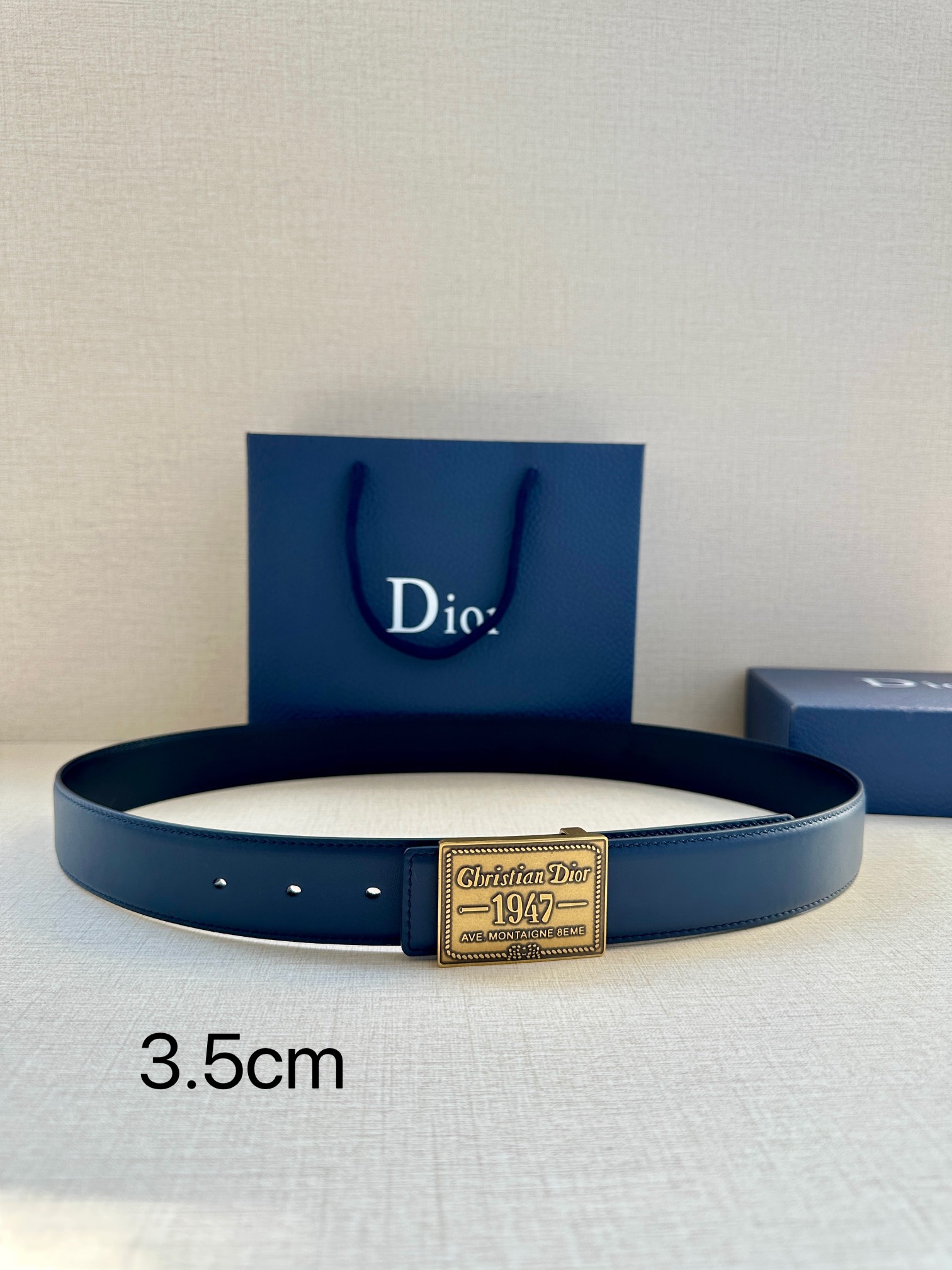Dior 一比一男士經典復古皮帶 1947標牌深藍款| 13 Dior 一比一男士經典復古皮帶 1947標牌深藍款