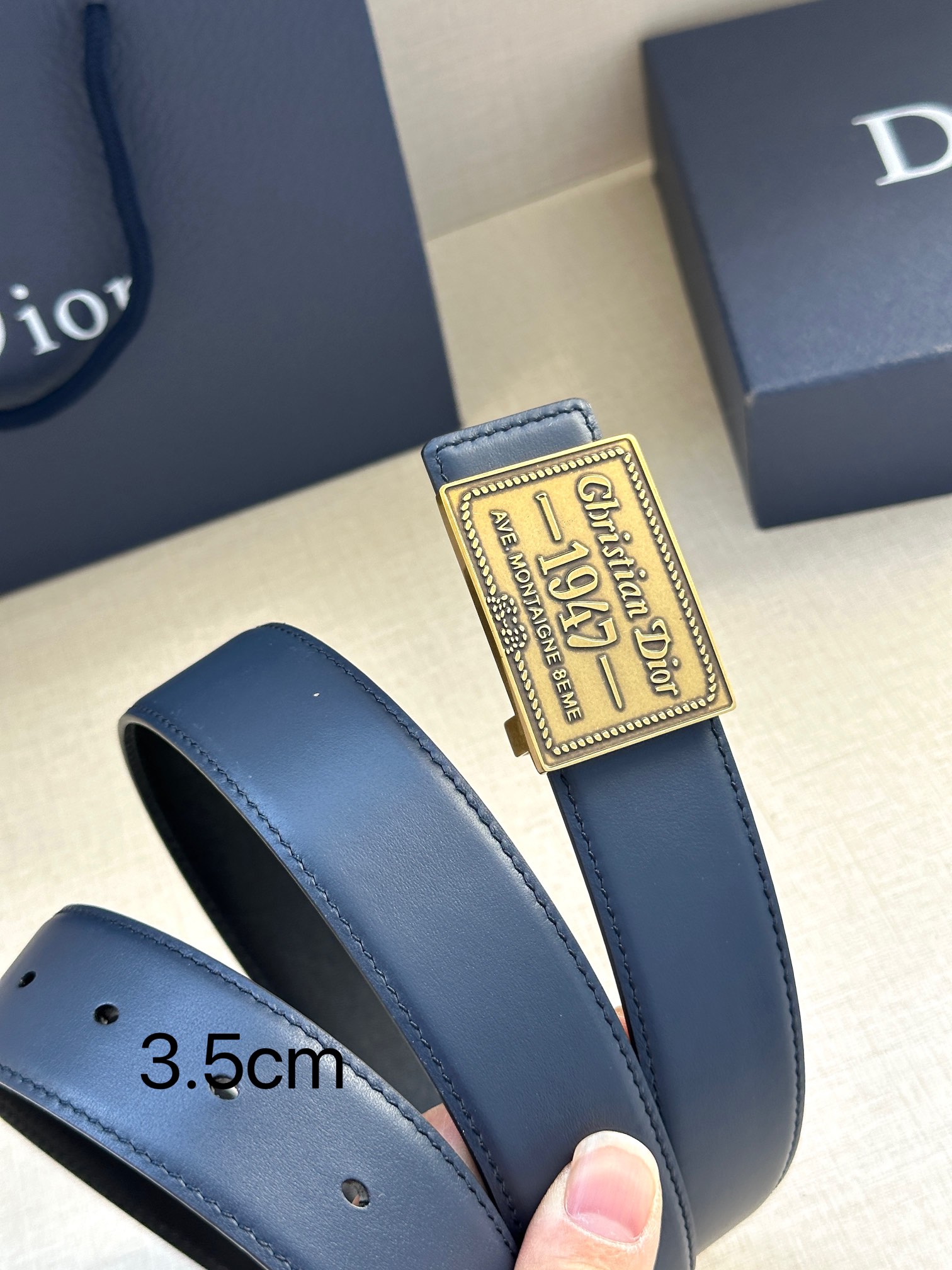 Dior 一比一男士經典復古皮帶 1947標牌深藍款| 11 Dior 一比一男士經典復古皮帶 1947標牌深藍款